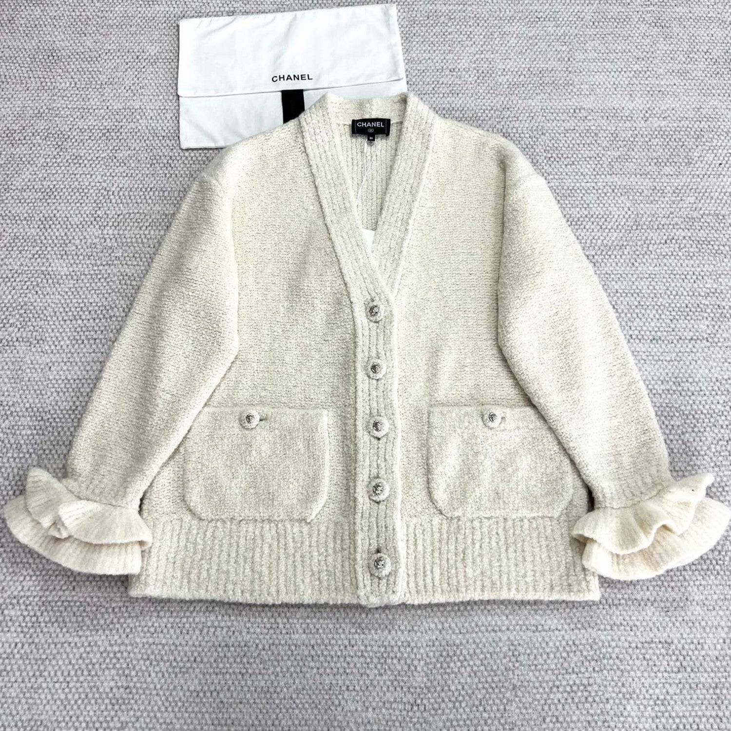 Women's Fall And Winter White Wool Single-breasted Knit Cardigan Fashionable And Elegant Straight Pants Suit Set Ngvp #1988