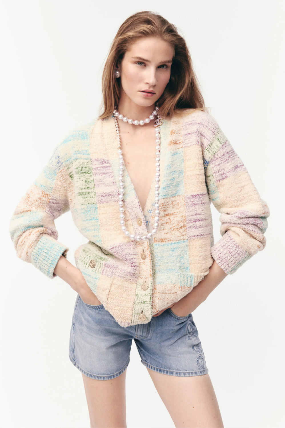 Women's Summer Vintage Side Logo Embroidery Washed Solid Color Denim Shorts Ngvp #1768