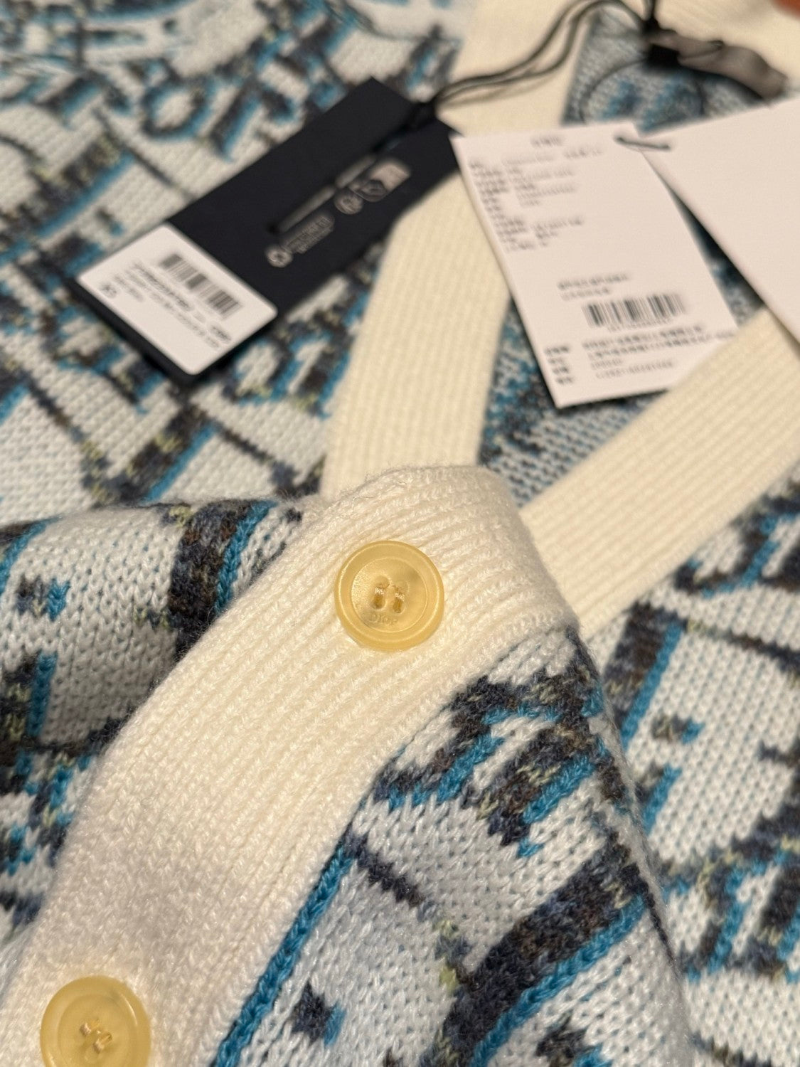 CD Men's And Women's Spring/summer Fashion Casual Sheep Wool Jacquard Fabric Oblique Print Single Breasted V-neck Long Sleeved Sweater Knitted Cardigan #78296