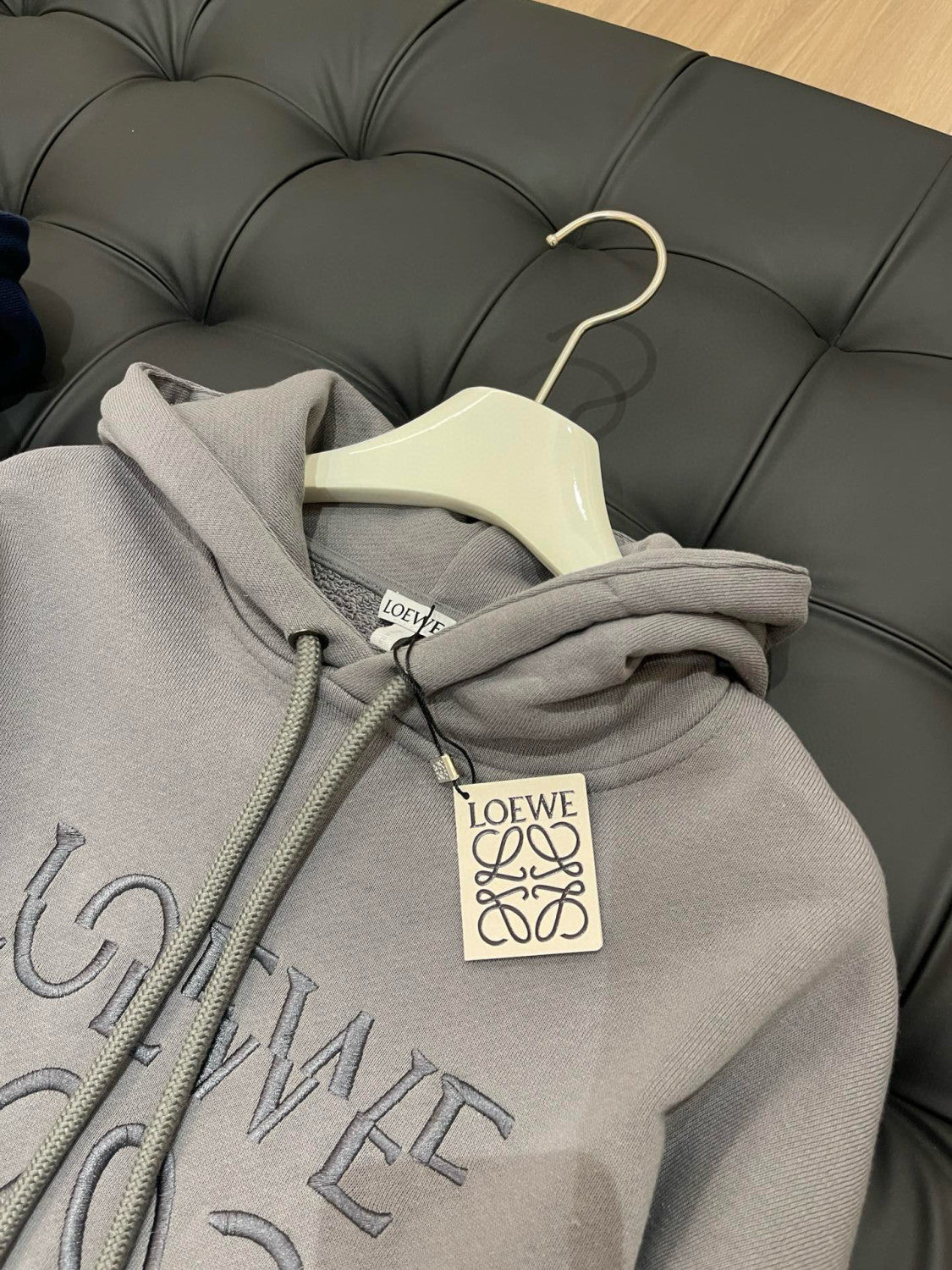 Men's Spring And Autumn Solid Color Letter Embroidery Cotton Loose Drawstring Long Sleeve Hooded Sweatshirt #98258