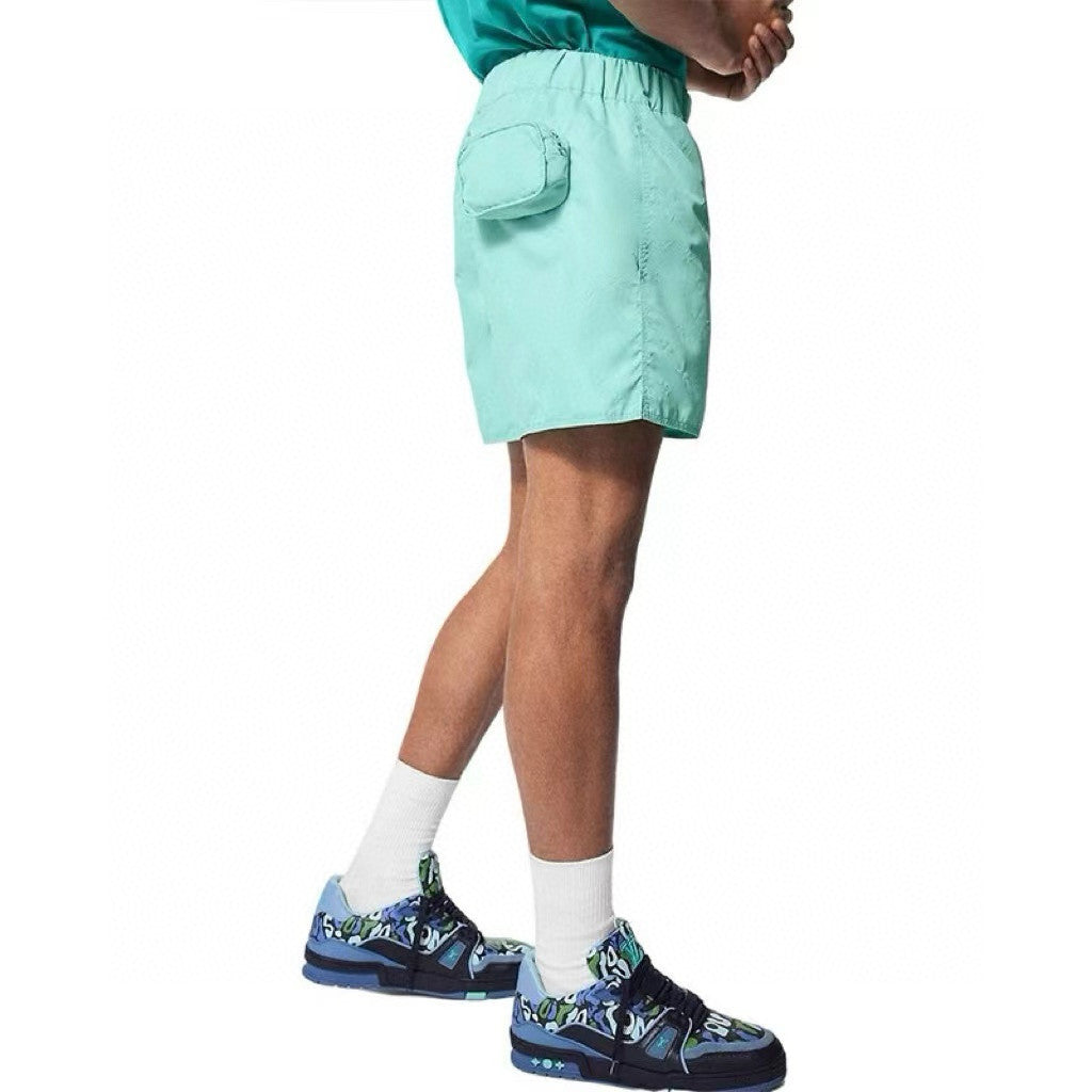 Men's Summer Solid Colour Logo Print Lace Up Beach Casual Shorts Pants #99473