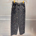 Women's Spring/Fall Fashion Casual Patterned Print Straight-Leg Relaxed Fit Jeans Pants #78615