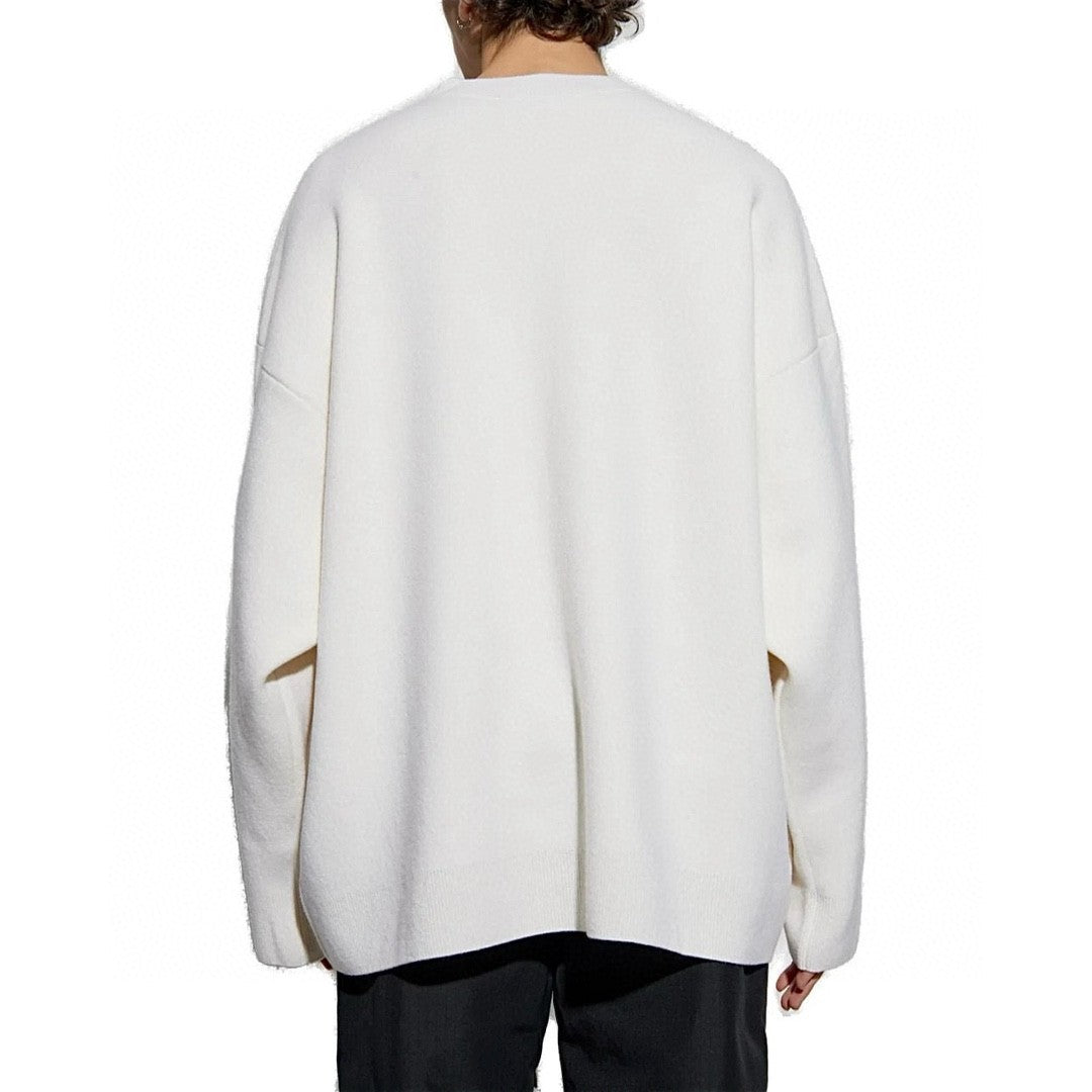 Men's SKI Crew Neck Top Logo Printed Spring & Fall Reversible Wool Blend Long Sleeve Knit Sweater #71742