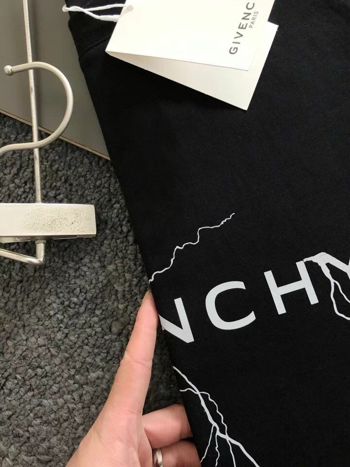 Men's Summer Lightning Graphic Printed Solid Colour Round Neck Cotton Short Sleeve T-Shirt #97883