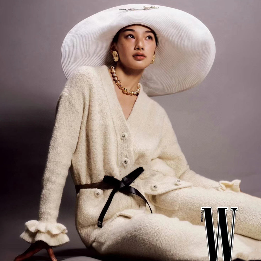 Women's Fall And Winter White Wool Single-breasted Knit Cardigan Fashionable And Elegant Straight Pants Suit Set Ngvp #1988