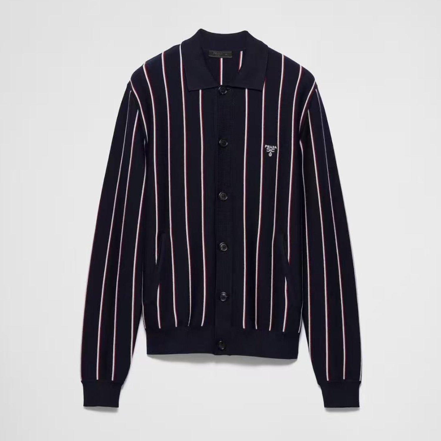 men's Fall/winter 2025 Striped Embroidered Long-sleeve Sweater Single-button Fashion Loose-fit Cardigan #81938A