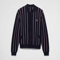 men's Fall/winter 2025 Striped Embroidered Long-sleeve Sweater Single-button Fashion Loose-fit Cardigan #81938A
