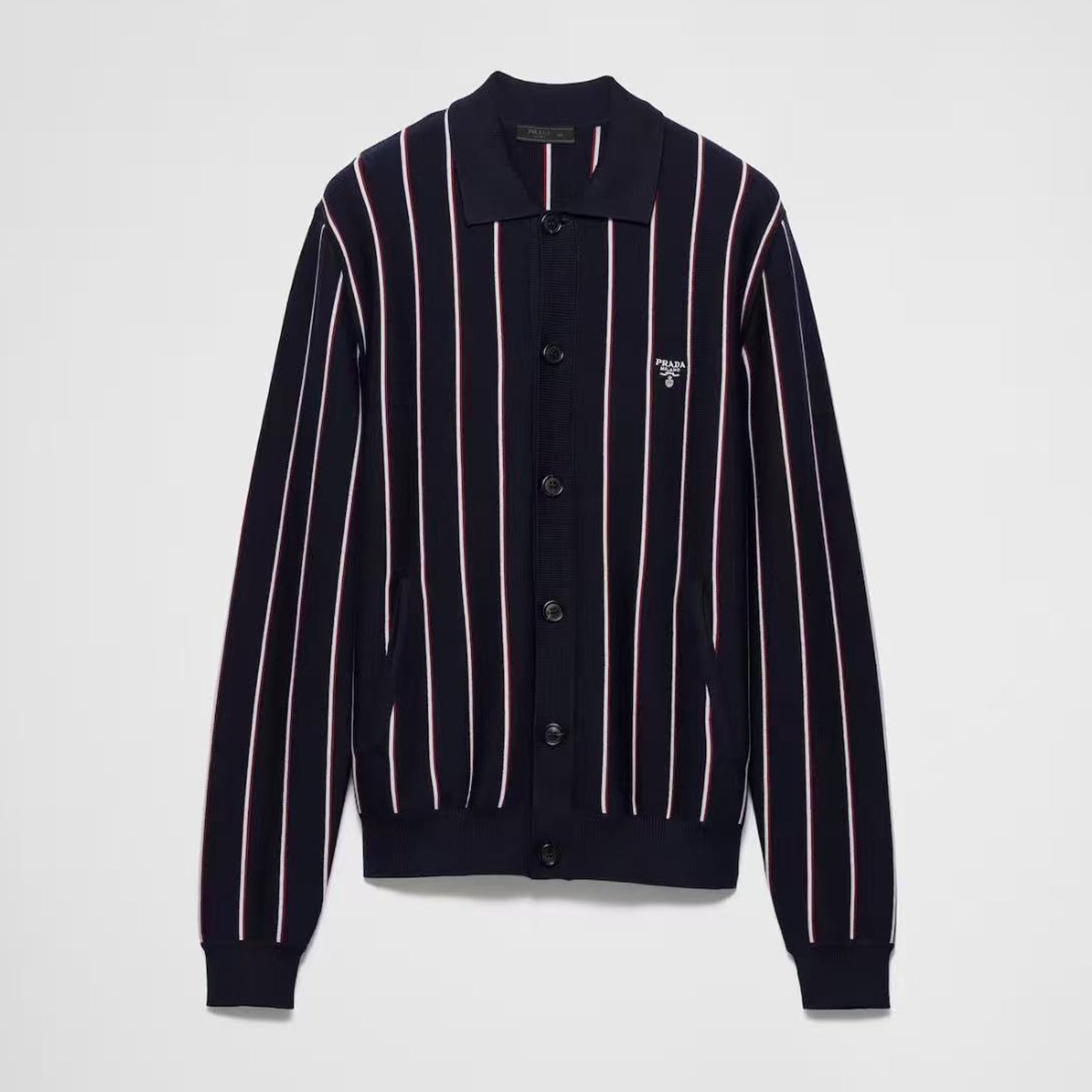 men's Fall/winter 2025 Striped Embroidered Long-sleeve Sweater Single-button Fashion Loose-fit Cardigan #81938A