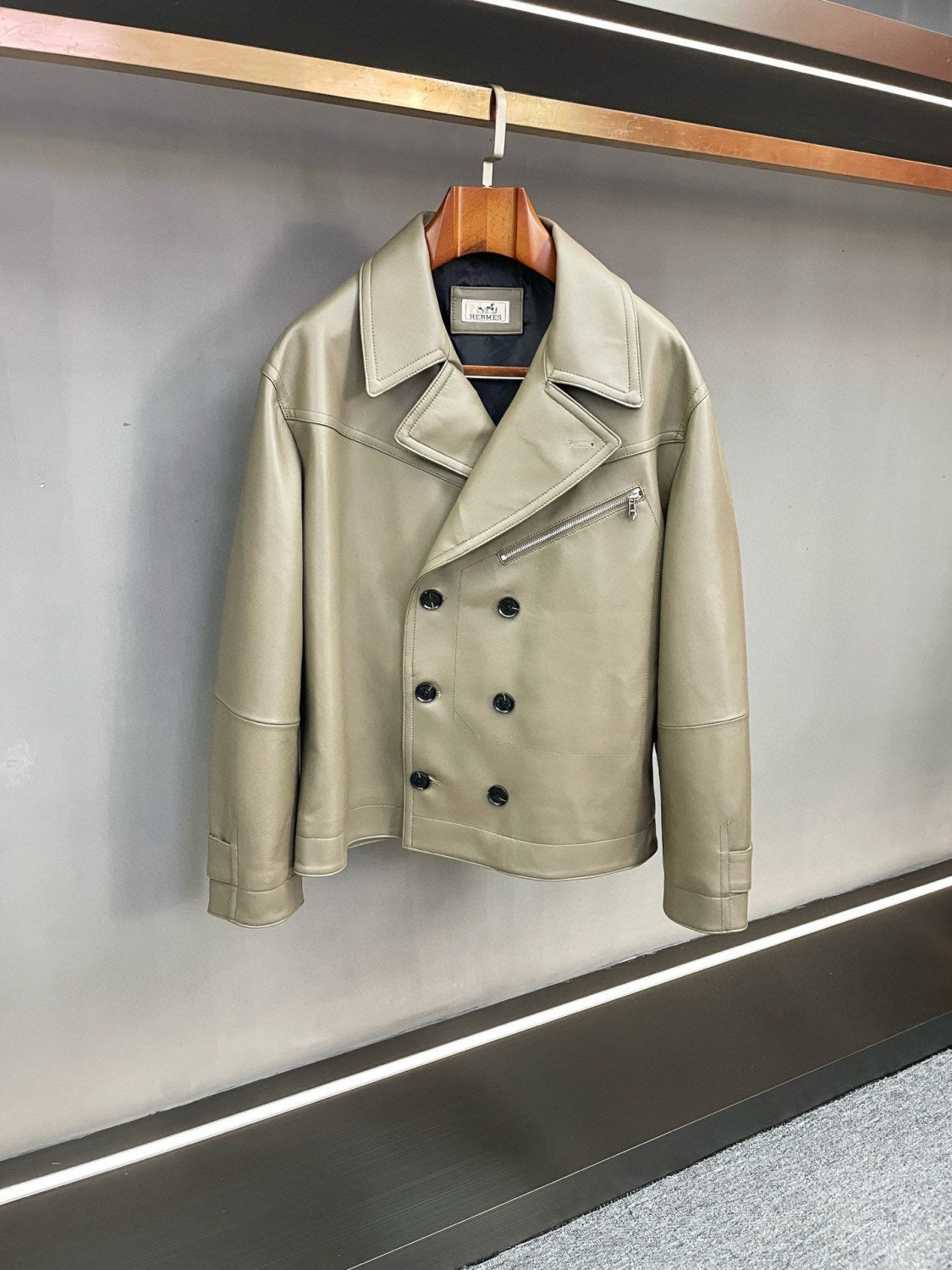 Men's 2025FW New Zealand Sheepskin Leather Jacket Double-breasted Bomber Jacket #194116