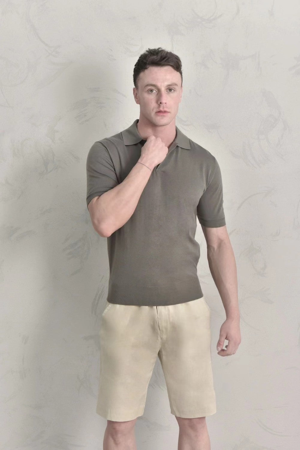 Men's Summer Solid Color Lapel Fit Ryome Short Sleeve Polo Shirt Ngvp #8214