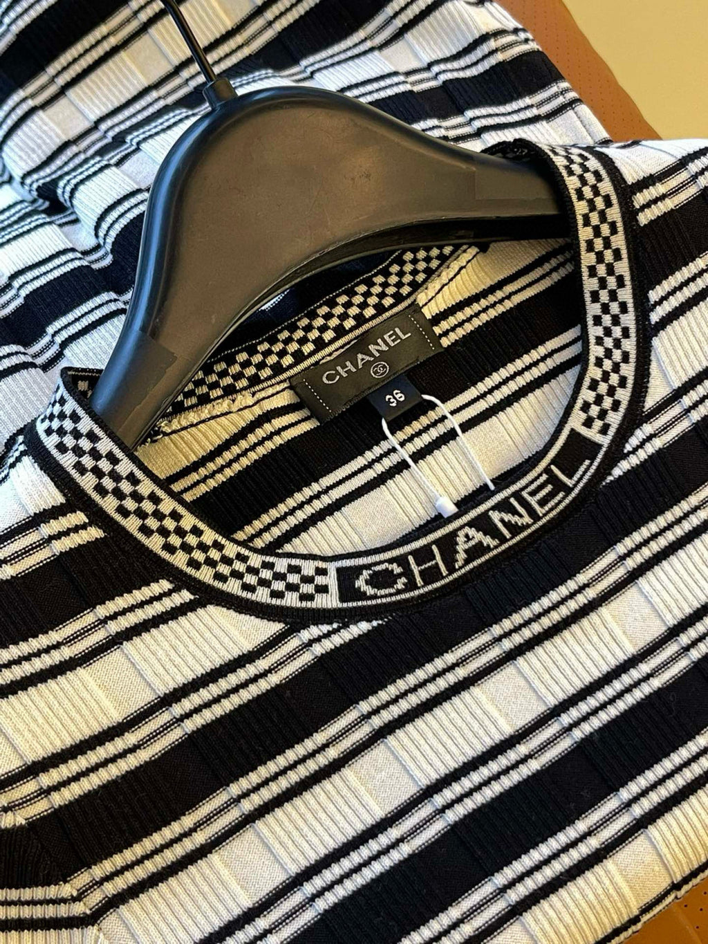 Women's Summer Black and White Striped Crew Neck Knit Short Sleeve Sweater Top #75878