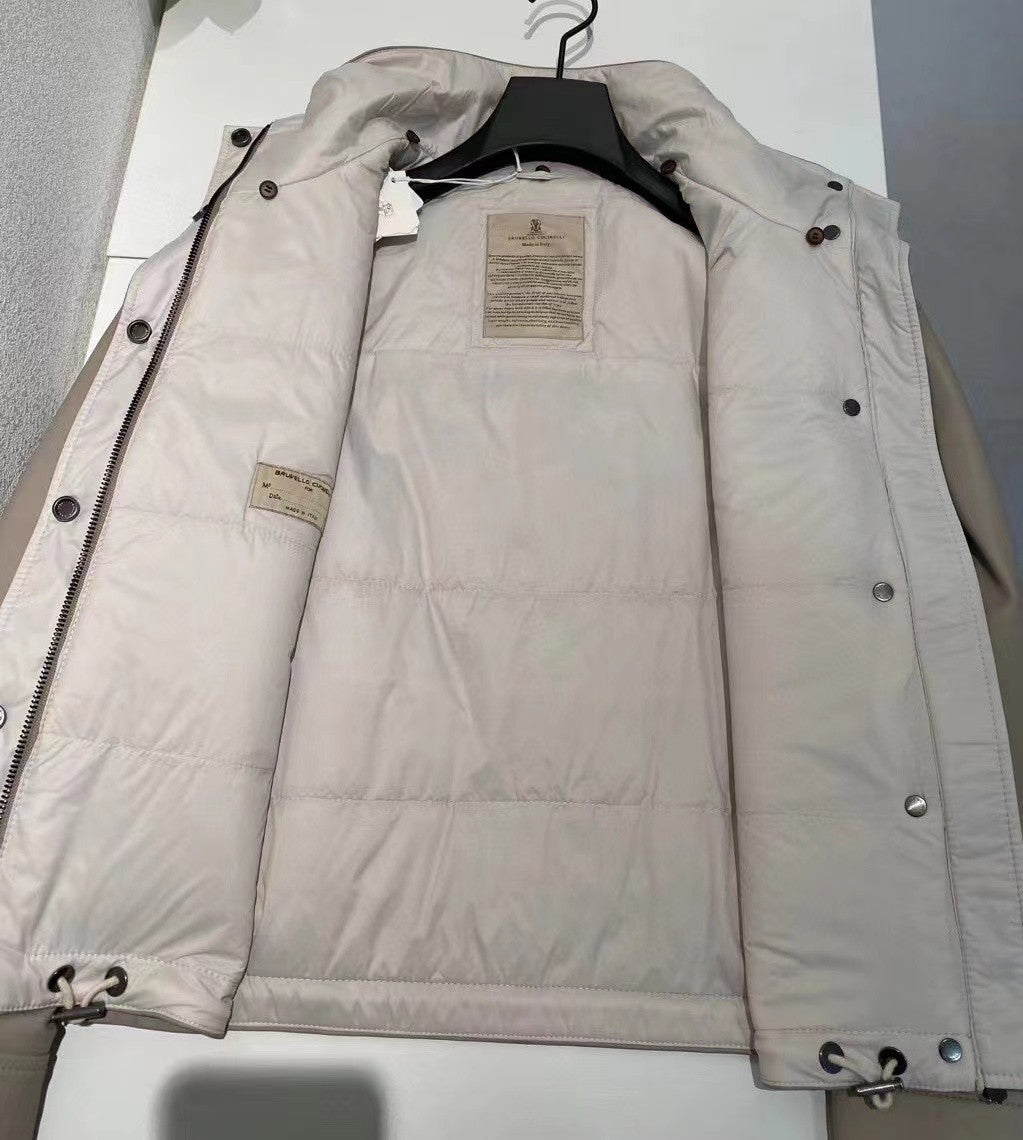 Women's Winter Beige Fur Collar Silhouette Soft Napa Lambskin Long Sleeve Leather Jacket #98471