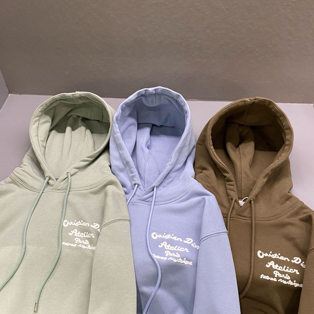 Men's Autumn and Winter Solid Colour Embroidered Logo Pullover Thickened Hooded Sweatshirt #97852