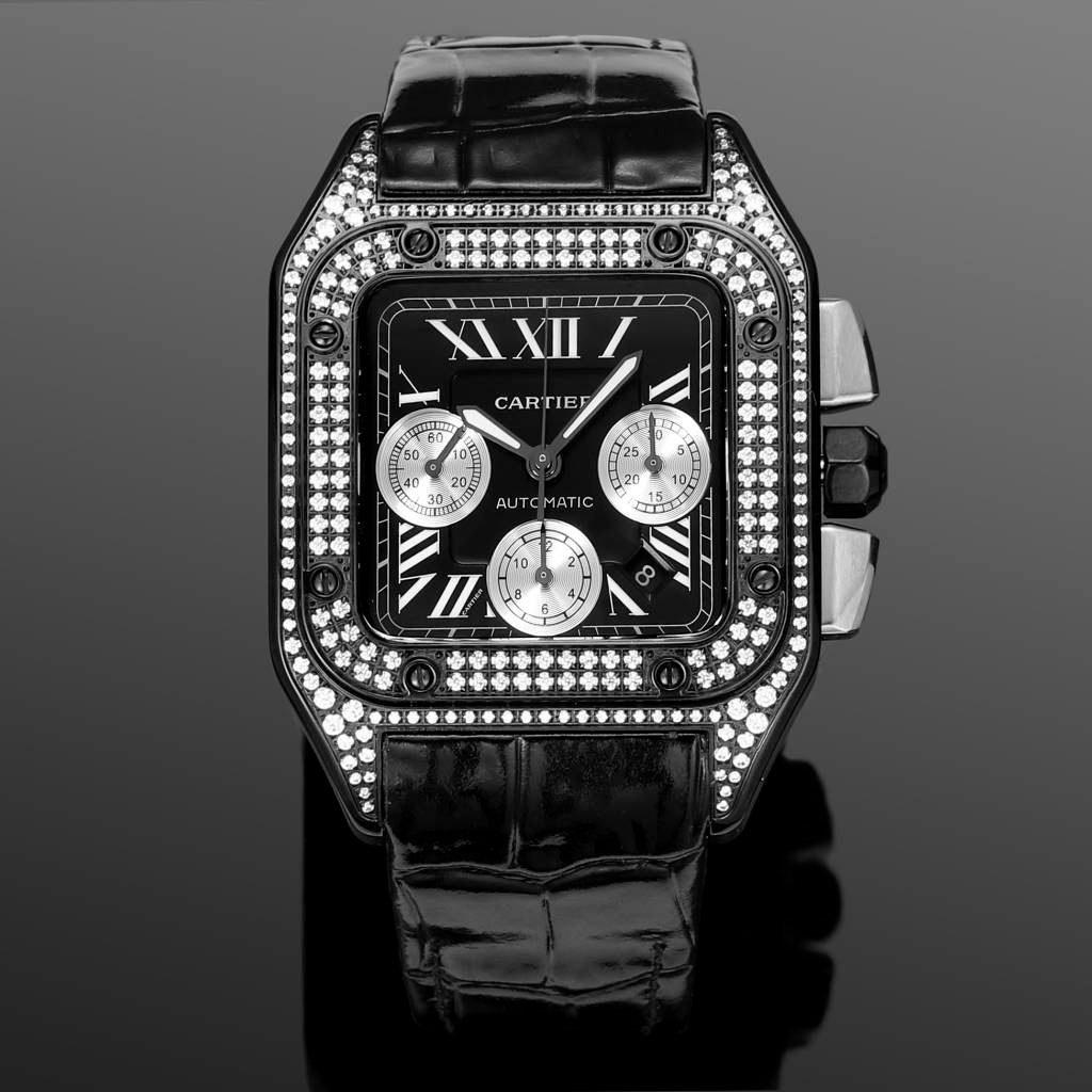 Santos Men's Automatic Mechanical Movement Roman Scale Date Display Chronograph 100M Water Resistant Mechanical Watch #72997