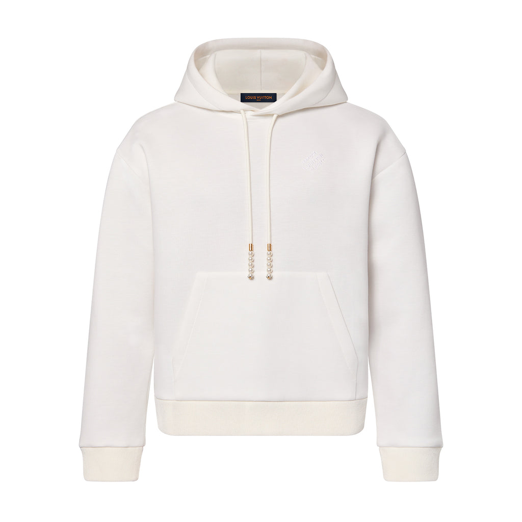 Men's Spring and Autumn White Logo Letter Embroidery Long Sleeve Hooded Sweatshirt Pullover #98836