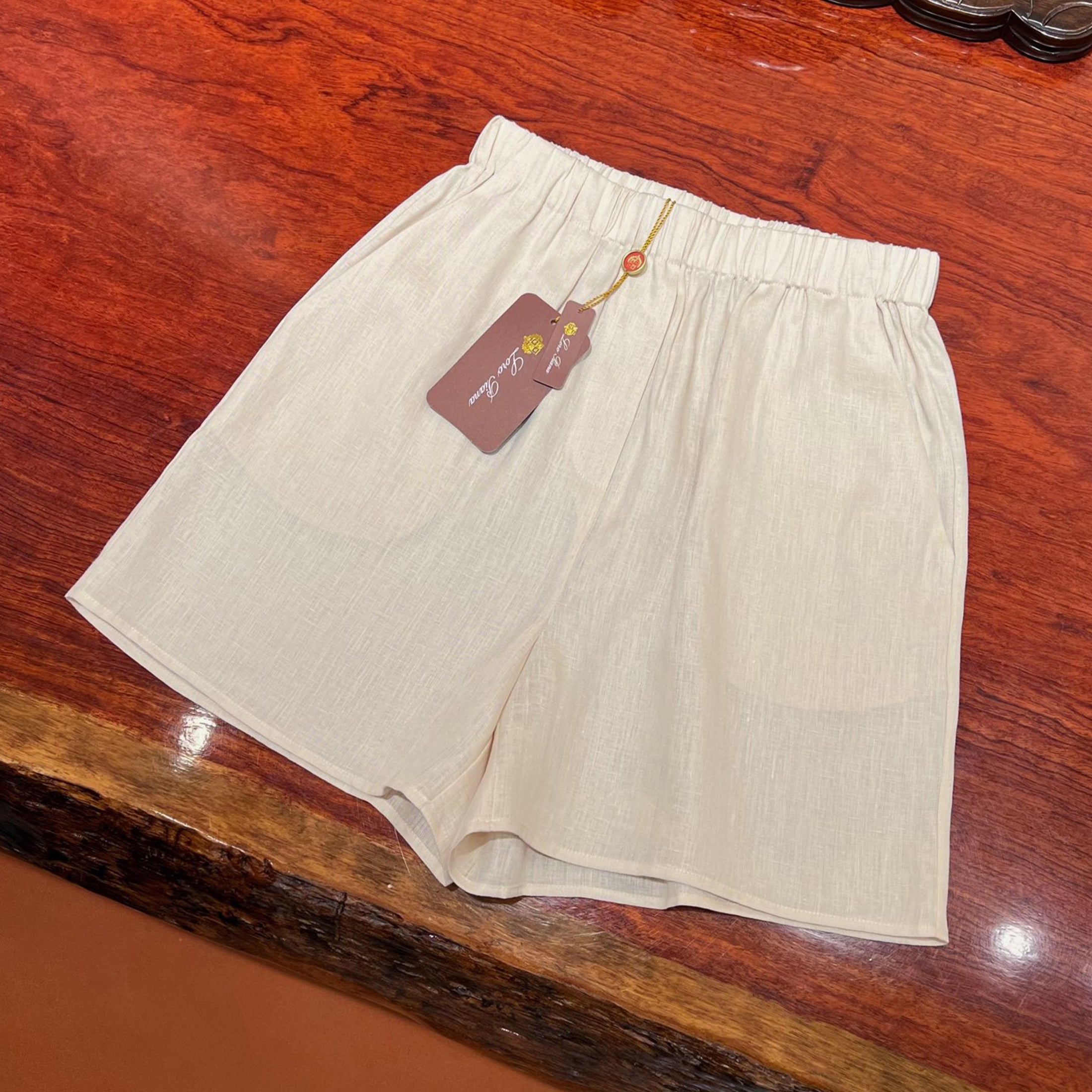 Angelo Women's Bermuda Large Shorts Spring And Summer Pure Colour Fashion Temperament Linen Elastic Waist Drawstring Shorts Pants Ngvp #1612