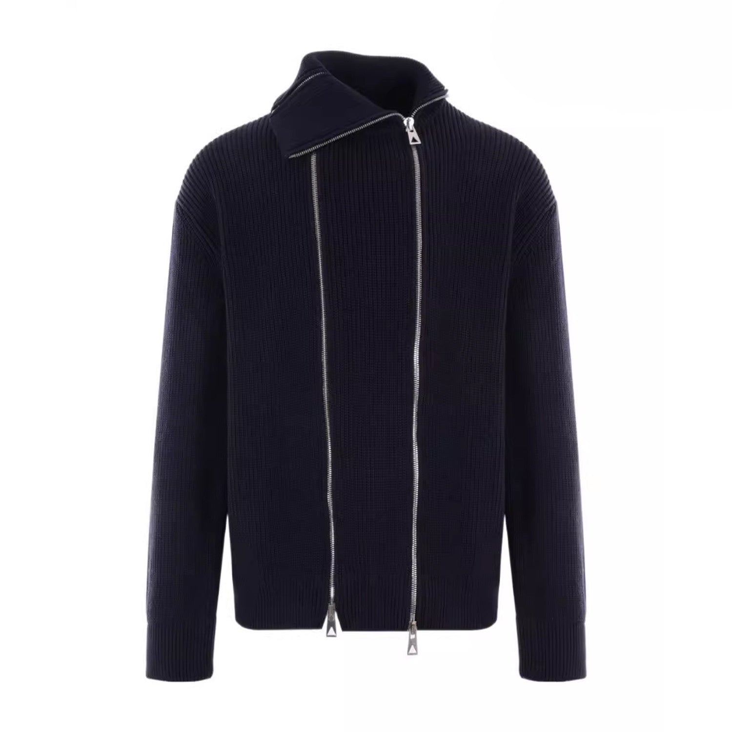 BV Men's Spring And Autumn Black Double Zip Cardigan Jumper Fashion Trend Casual Knitted Jacket Ngvp #1626