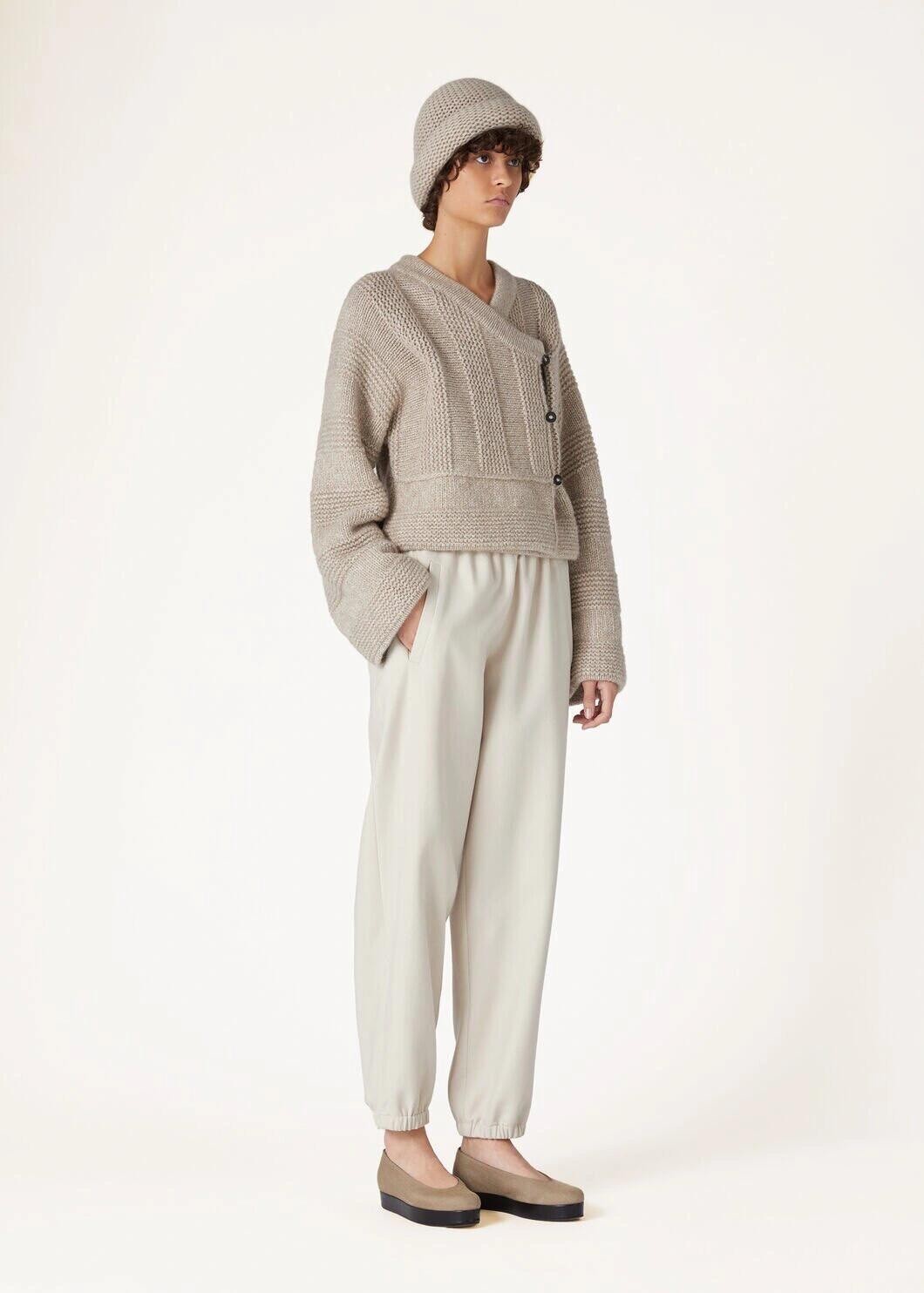 Women's Spring And Autumn V-Neck Solid Color Oblique Placket Cashmere Single-Breasted Long-Sleeved Casual Sweater Ngvp #9358