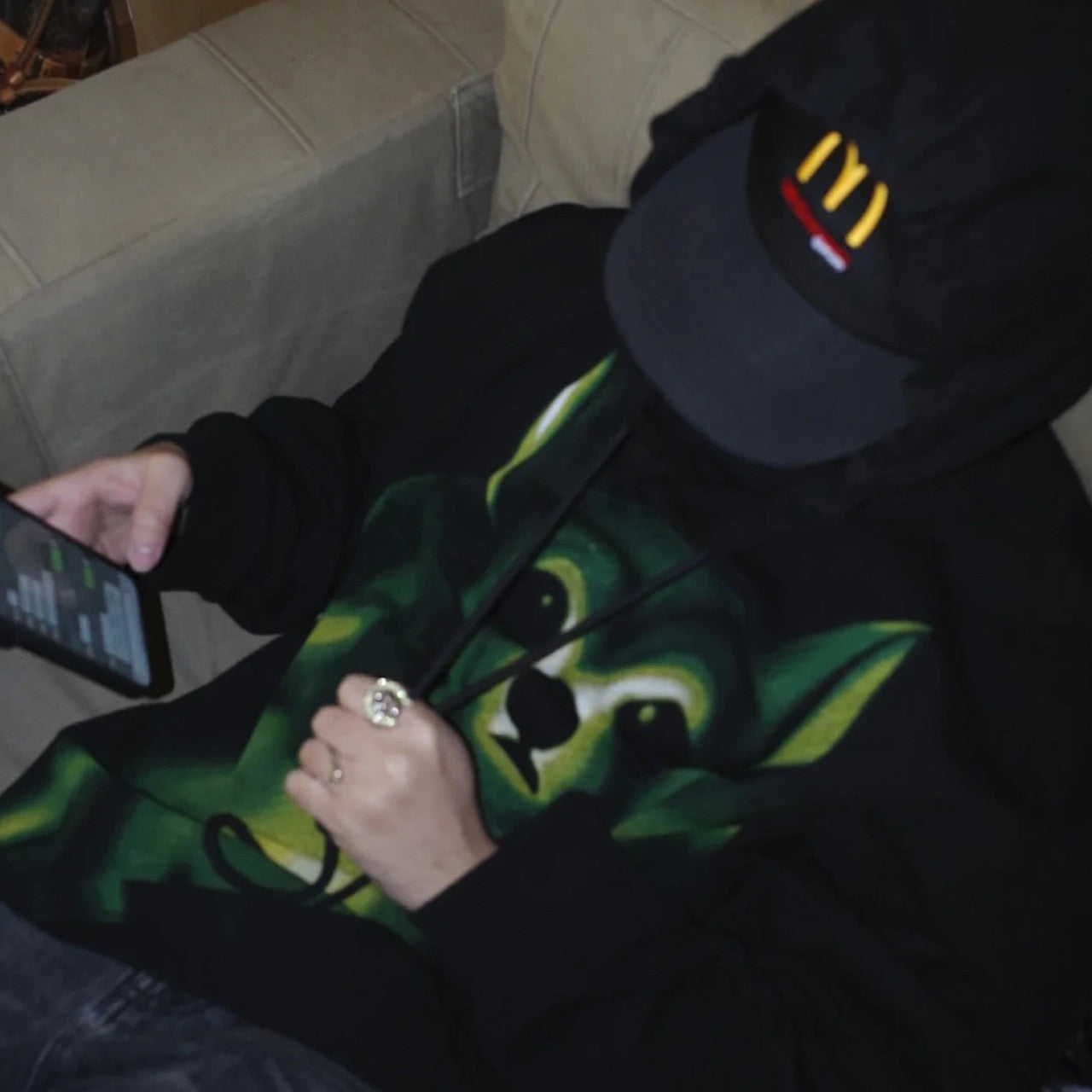 Anonymous Club Men's Women's Spring And Autumn Fashion High Street Printed Sweatshirt Hooded Trend Casual Black Hoodie Ngvp #7765