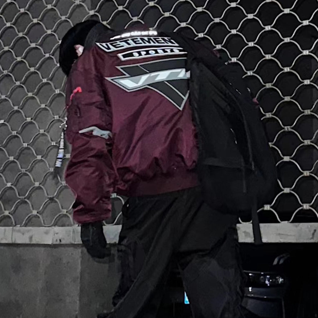 Vetements Men's Autumn And Winter Racing Suit Warm Air Force Jacket High Street Zipper Jacket Colorblocking Fashion Jacket Ngvp #8782