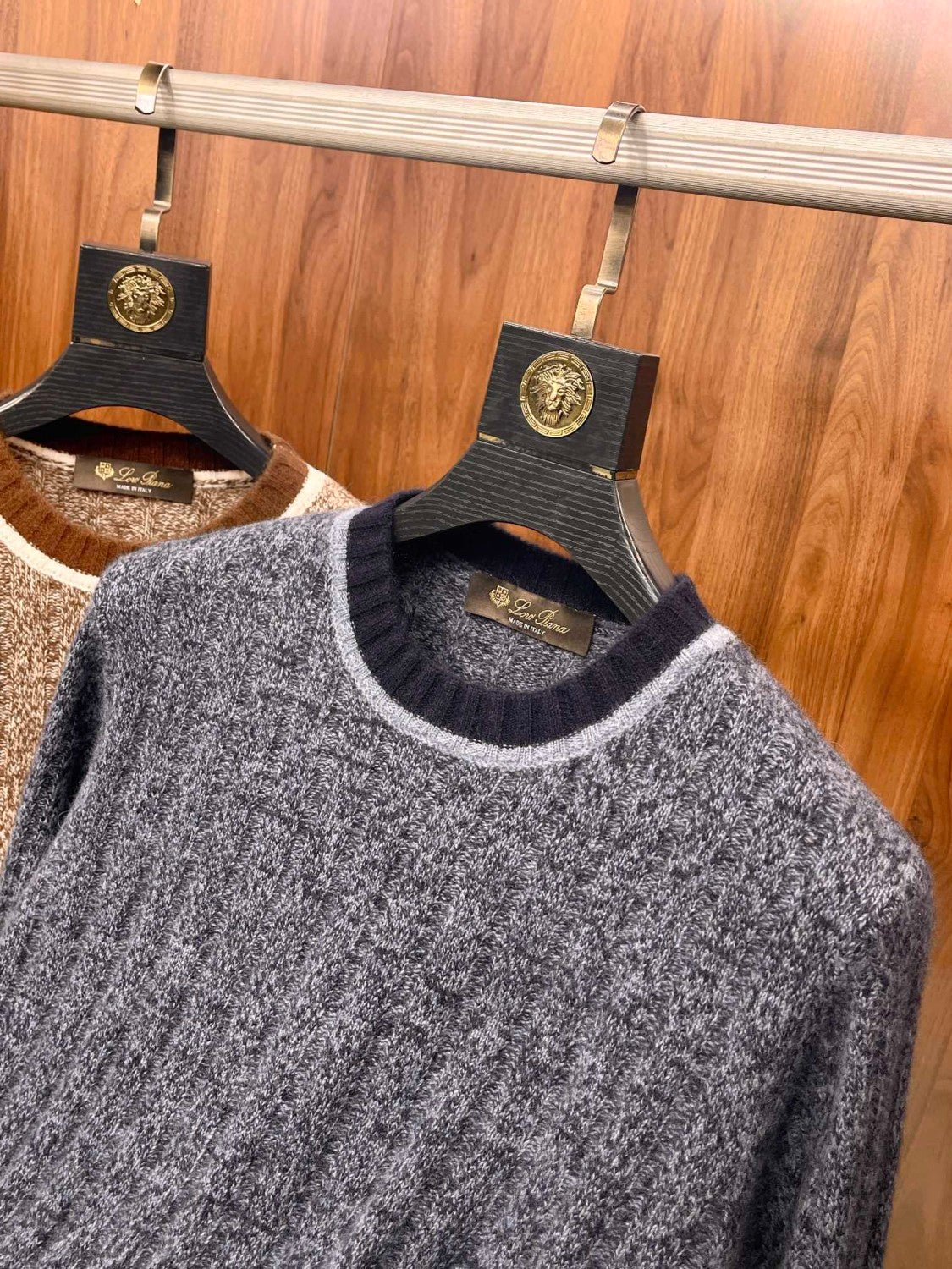 LP Men's Spring & Autumn Fashion Stripe Color Blocking Long Sleeve Knit Sweater Fit Cashmere Crew Neck Sweater Ngvp #9475