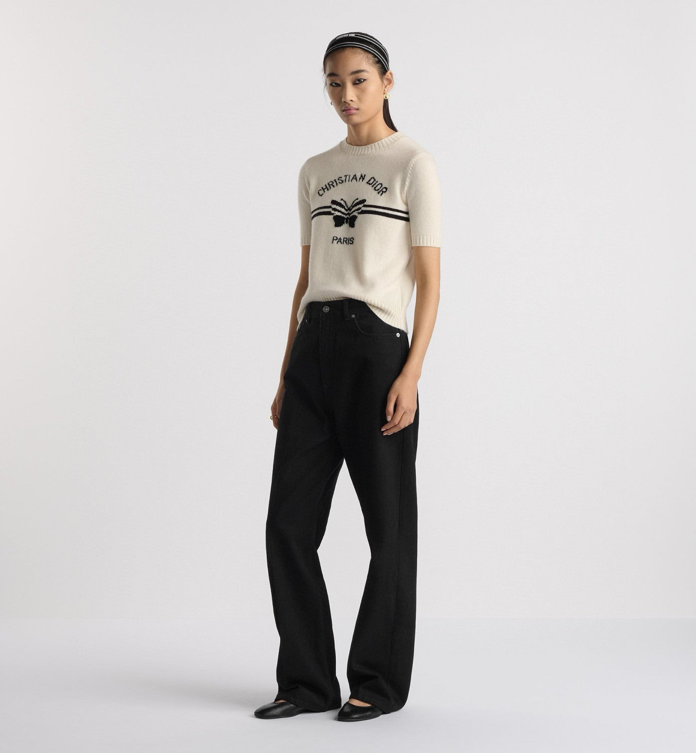 Women's Summer Solid Color Pattern Printed Round Neck Knit Short Sleeve Cashmere Sweater T-Shirt #75482