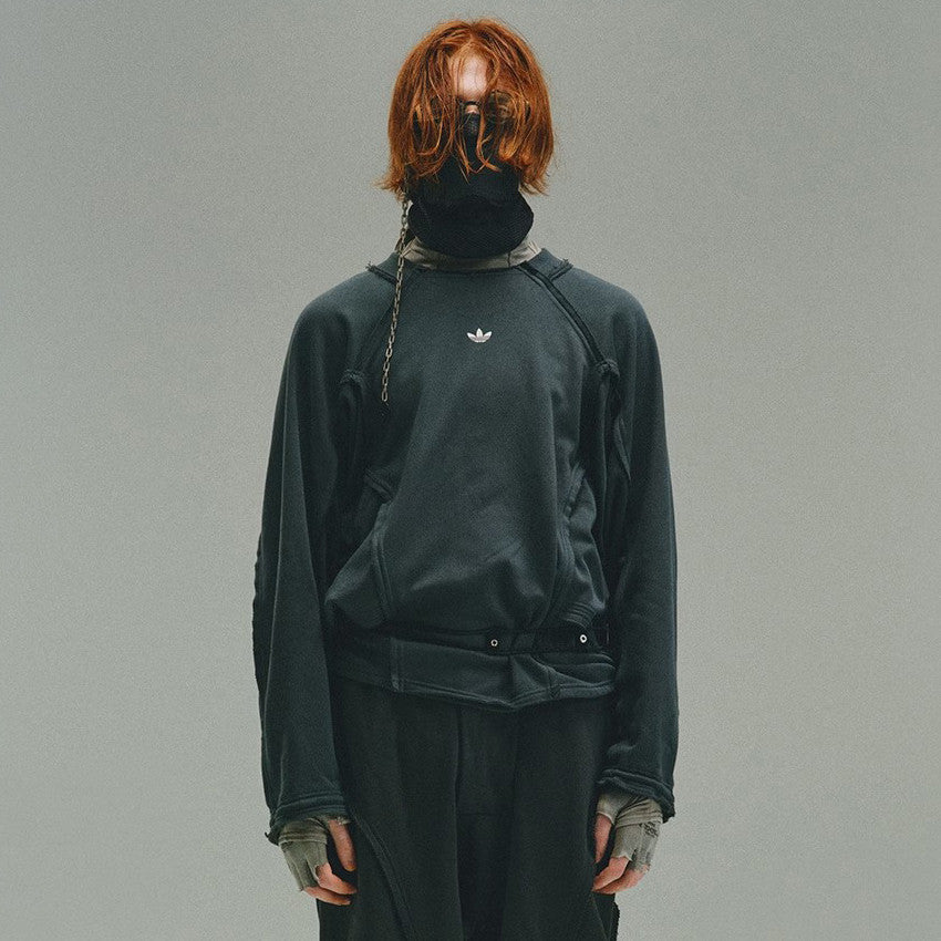 Originals X HAMCUS Men's and Women's Solid Colour Cropped Round Neck Pullover Long Sleeve Sweatshirt #99124