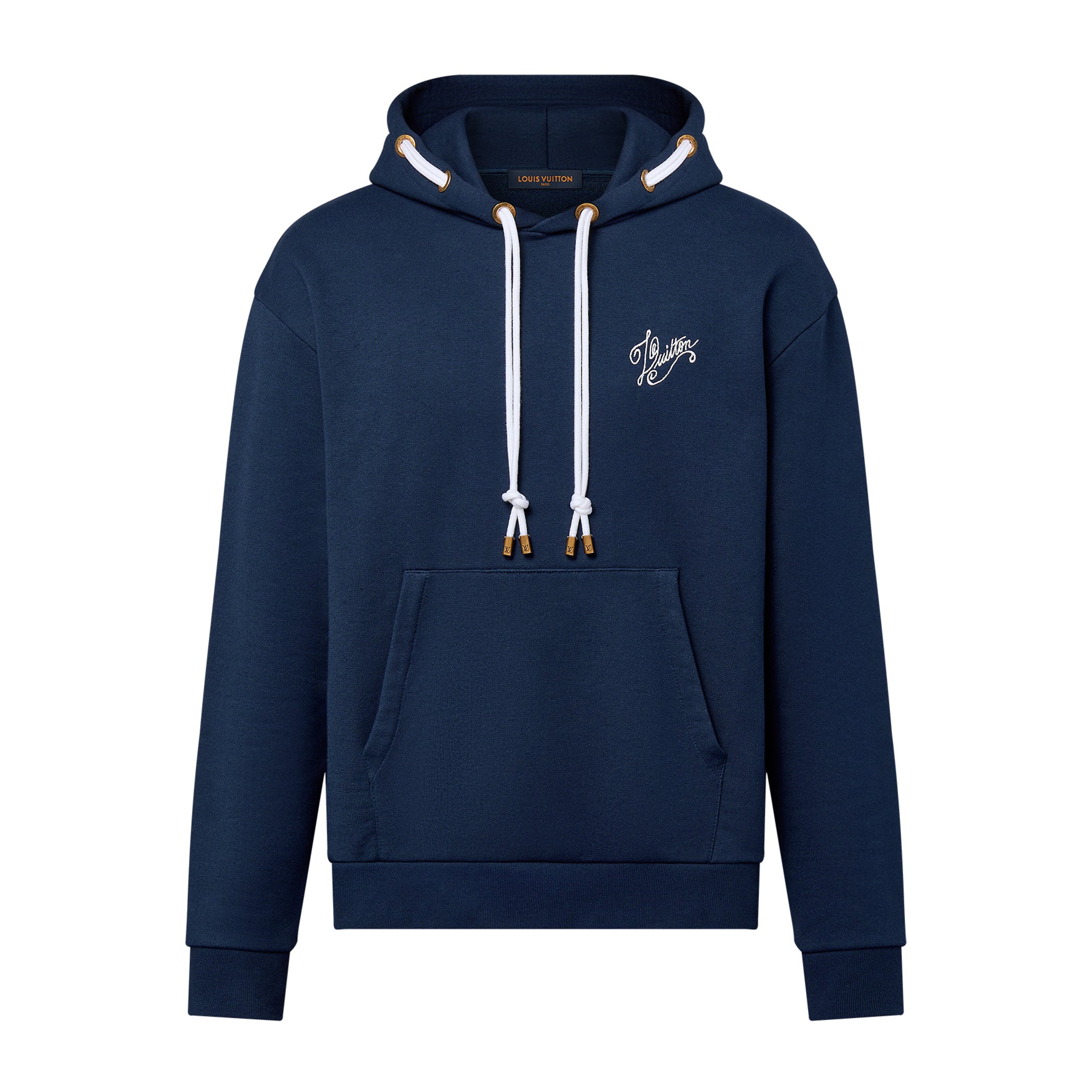 Men's Blue Rope Knot Embroidered Logo Pattern Casual Drawstring Hooded Sweatshirt #99717