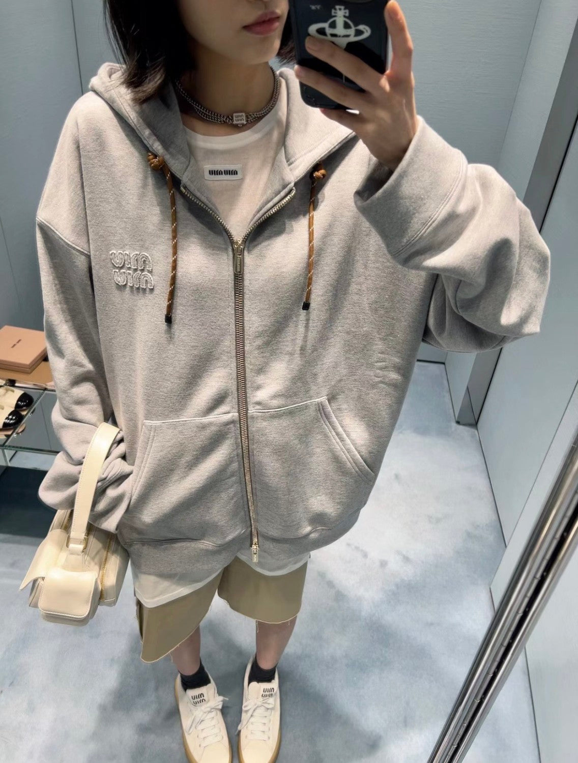 Women's Spring & Autumn Solid Color Logo Zipper Cotton Long Sleeve Surf Rope Hooded Sweatshirt #71512
