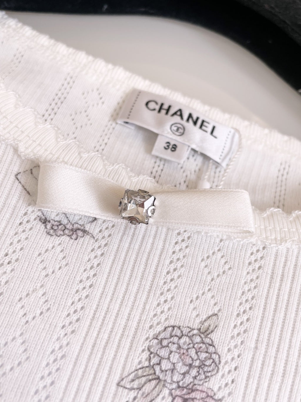 Women's Summer White Bow Rhinestone Hollow Lace Knit Short Sleeve Top T-Shirt #74474