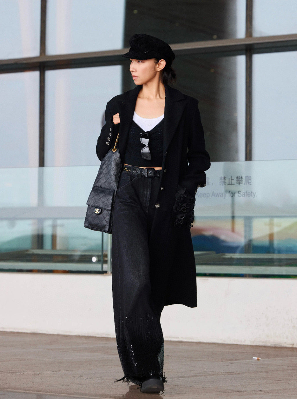 Women's Spring/summer Sequined Fringe Straight-leg Pants Black And White Denim Loose-fit Wide-leg  Long Pants Trousers Ngvp #2169