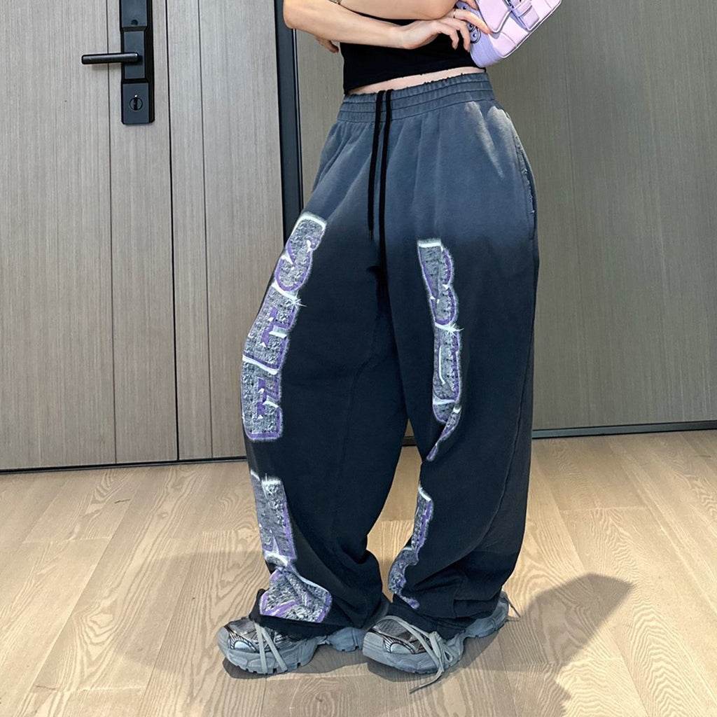 Men's Women's Four Seasons Solid Color Letter Print Fit Mid Waist Elastic Casual SNBN BAGGY Sweatpants Ngvp #8283