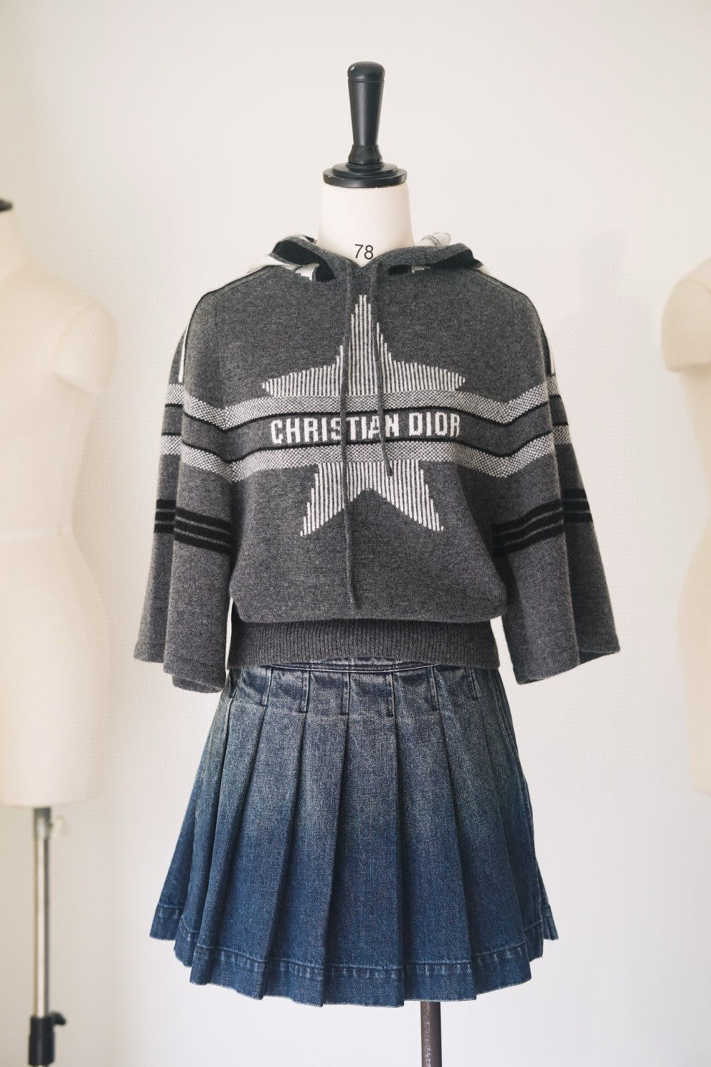 Women's Spring and Autumn Letter Printed Drawstring Hooded Seven Sleeve Cashmere Sweater #74636