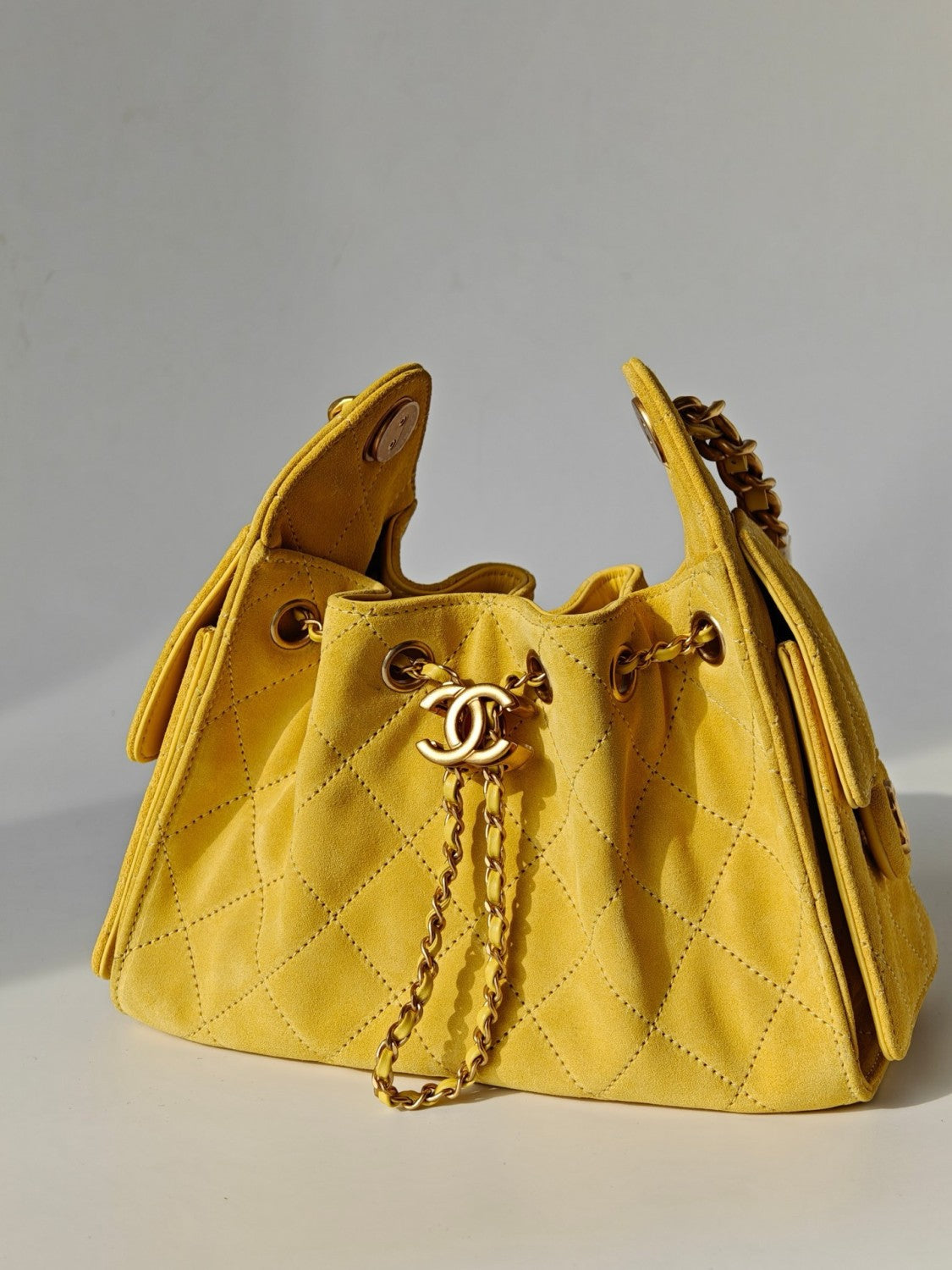 25 Women's Mini Handbag in Suede Calfskin and Gold-Plated Hardware #83167A