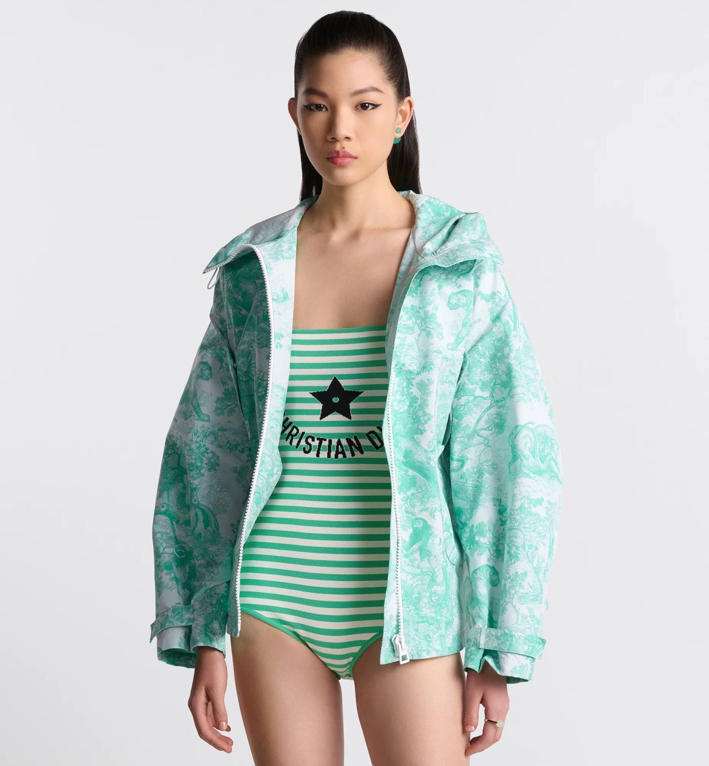 Women's Spring and Autumn Animal Pattern Full Print Hooded Zipper Loose Long Sleeve Jacket #72759