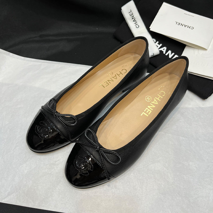 CC Women's Four Seasons Simple Solid Color Single Shoes Ballet Shoes Retro Calfskin Flat Shoes Round Head Casual Shoes #77859