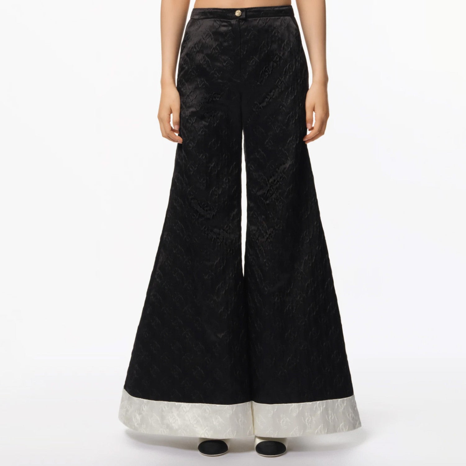 M¨¦tiers d'art Women's Spring/Autumn Fashion Classic Dark Pattern Jacquard Wide Leg Silk Casual Pants #78288