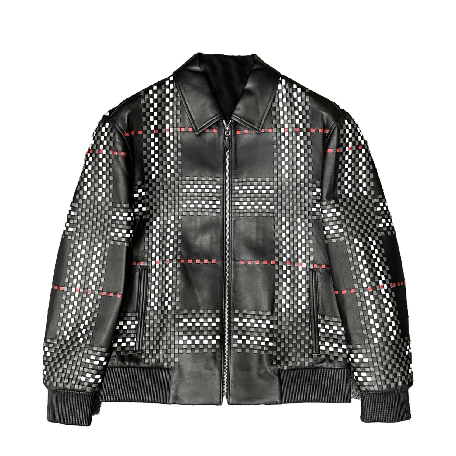 2025 New Arrival Men's Classic British Check Lambskin Leather Jacket #83126A