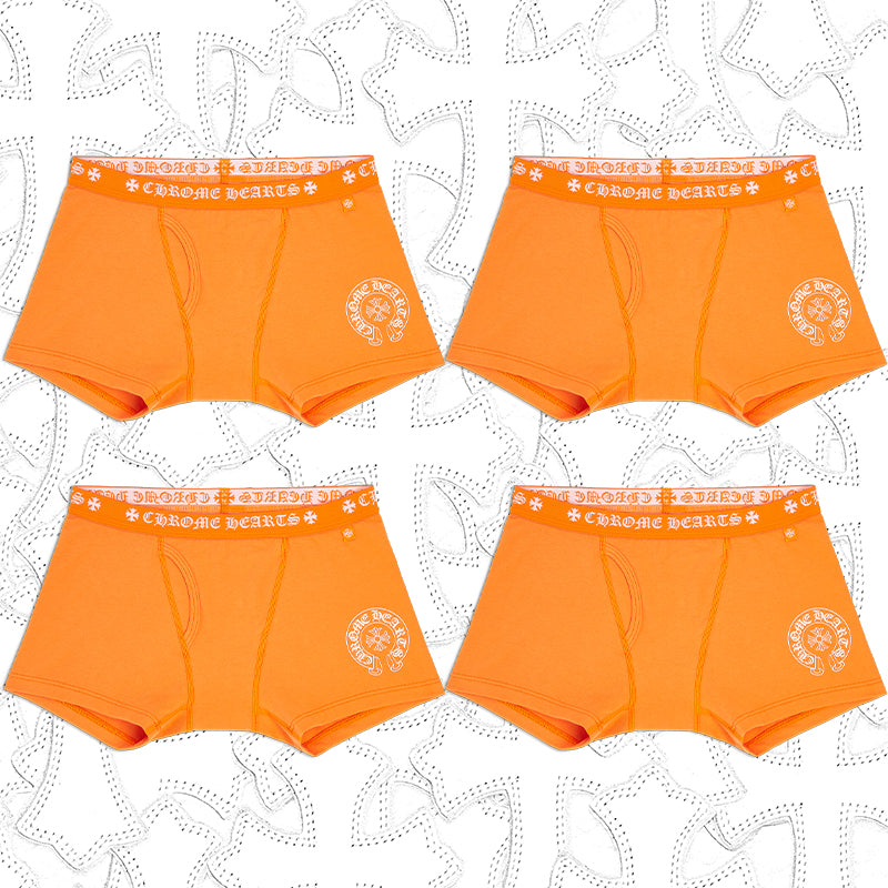 Men's And Women's Pure Color Sanskrit Print Cotton High Elasticity Boxer Briefs Underwear #77394