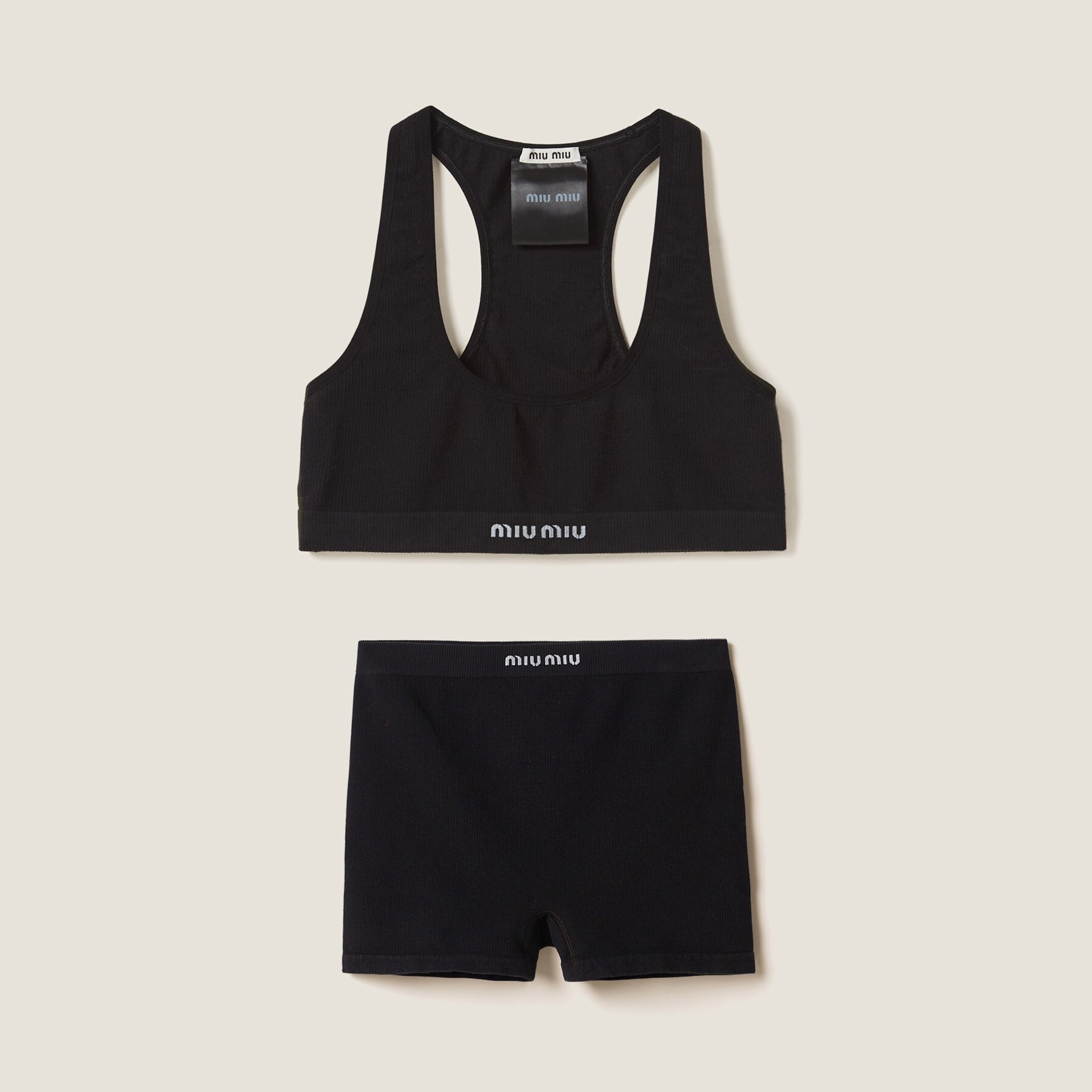 Women's Summer Solid Color Letter Logo Jacquard Sports Underwear Tight Shorts Set Suit #72287