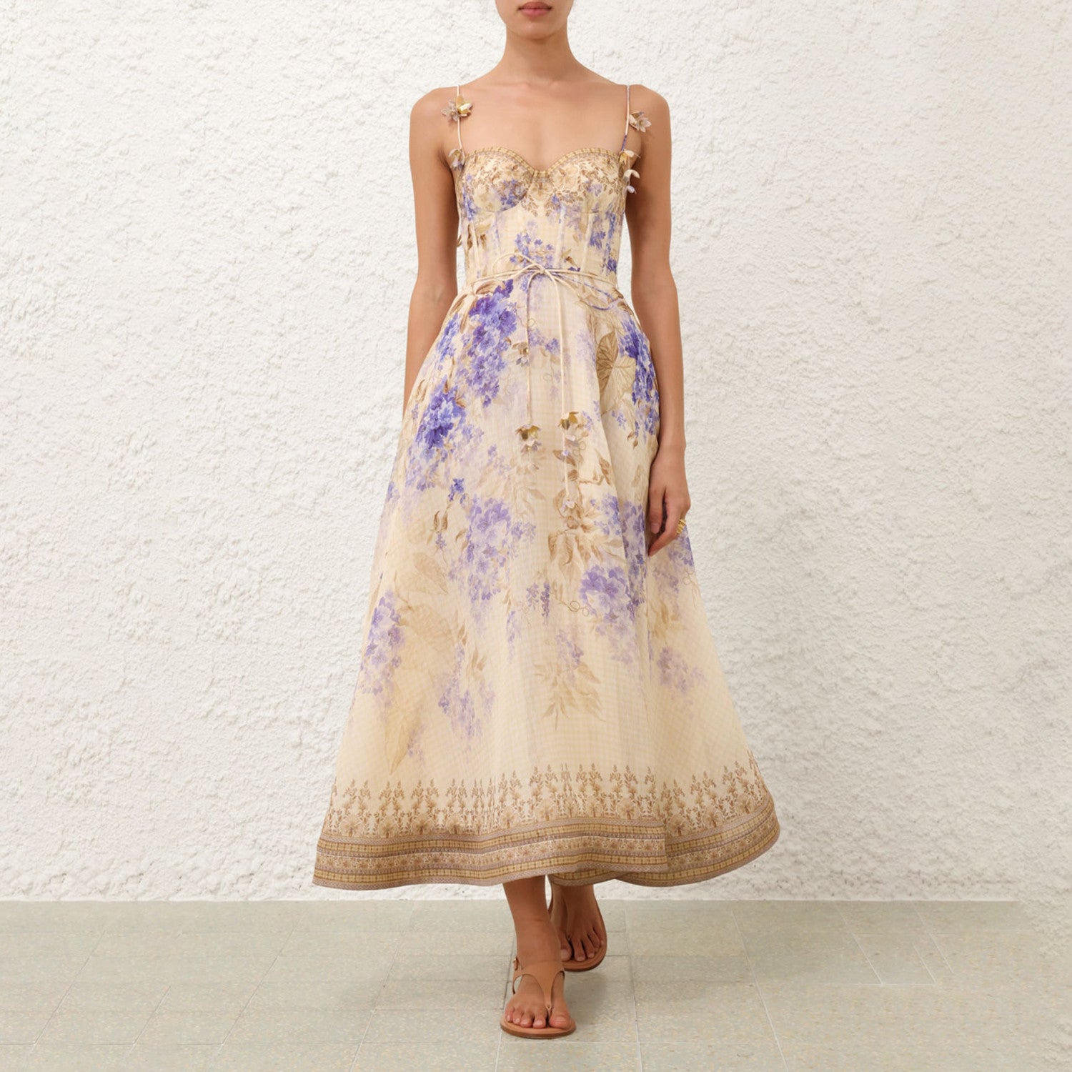 Dawning Picnic Dress Women's Spring And Summer Silk Linen Mid-length Dress Heart-shaped Neckline Spaghetti Straps Large Hem Dress Fashionable Temperament Elegant Luxury Dresses #81131