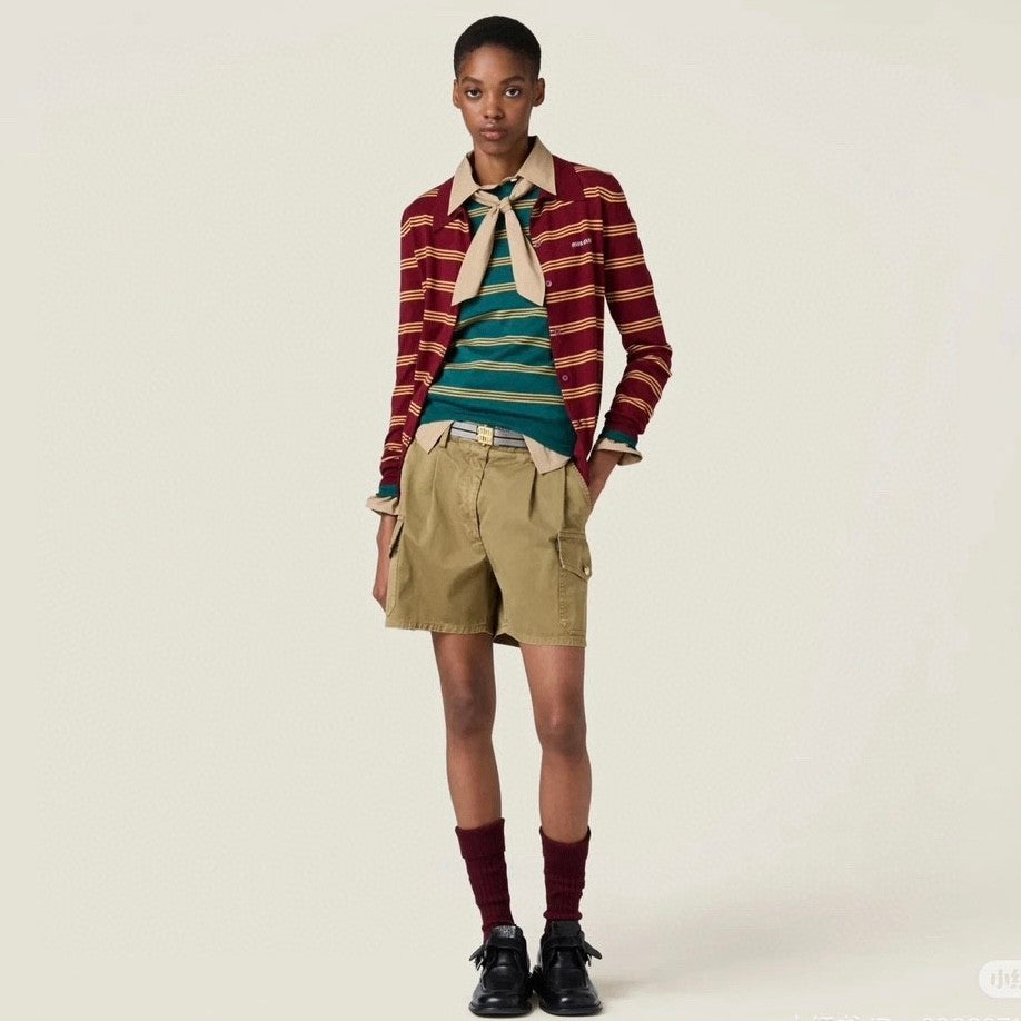 Women's Summer Solid Colour Embroidered Letter Printed Metal Logo Belt Casual Shorts #76727