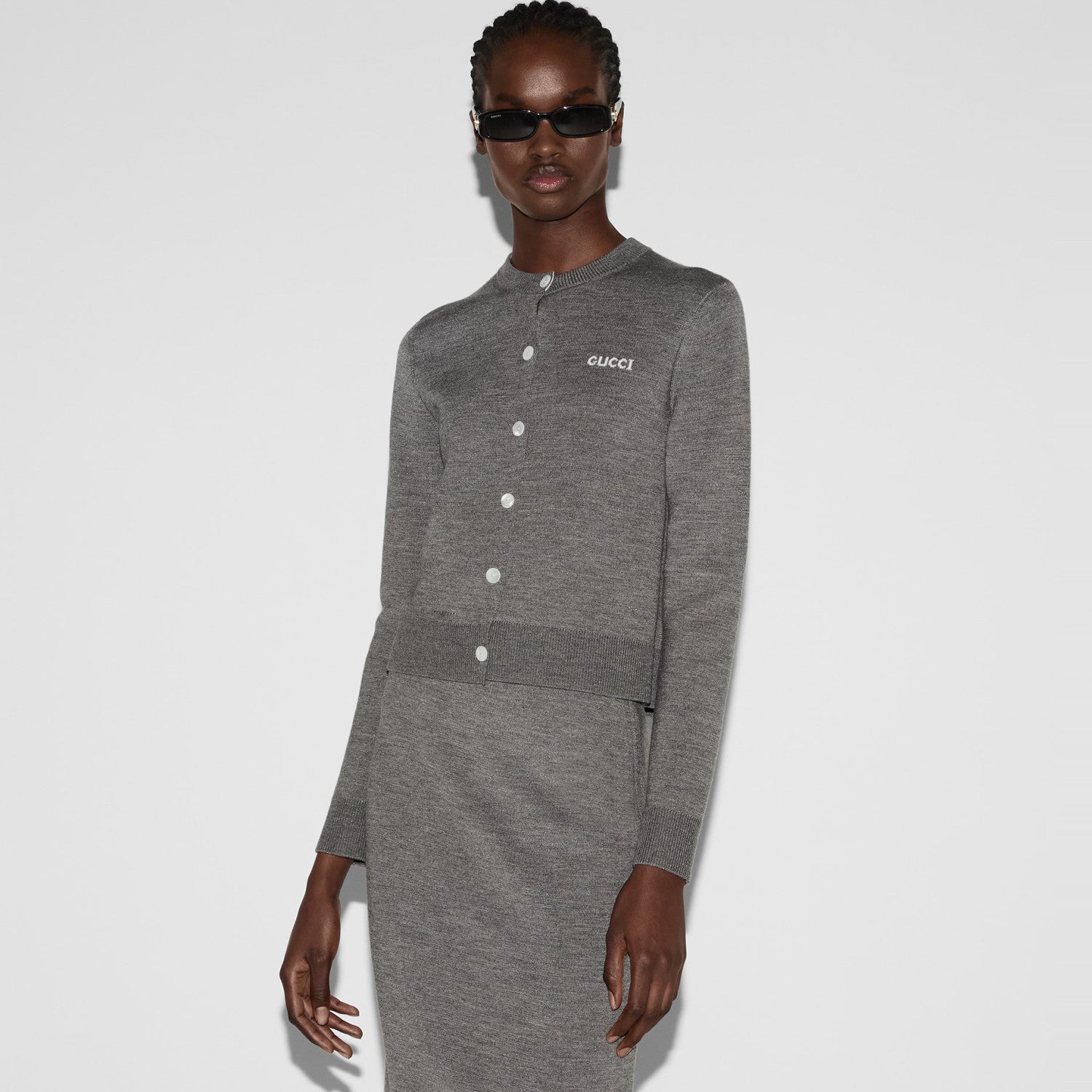 Women's Spring And Fall Letter Applique Round Neck Single Breasted Long Sleeved Knitted Cardigan #72437