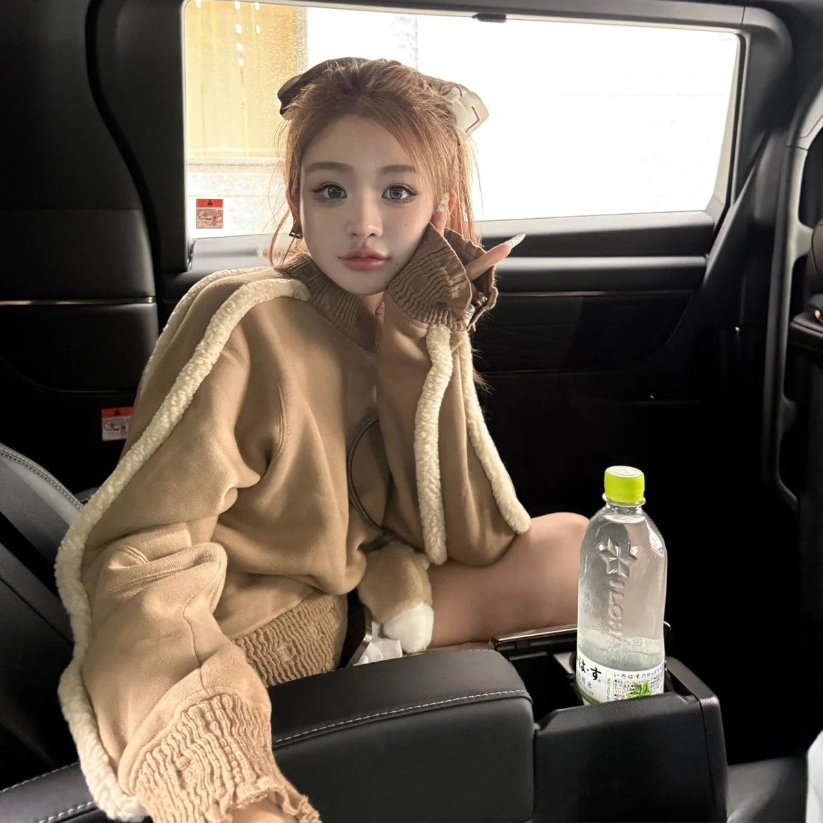 Women's Autumn And Winter Letters Double C Logo Brown Teddy Bear Sweatshirt Fashion Trend Casual Colour Blocking Round Neck Tops #71684