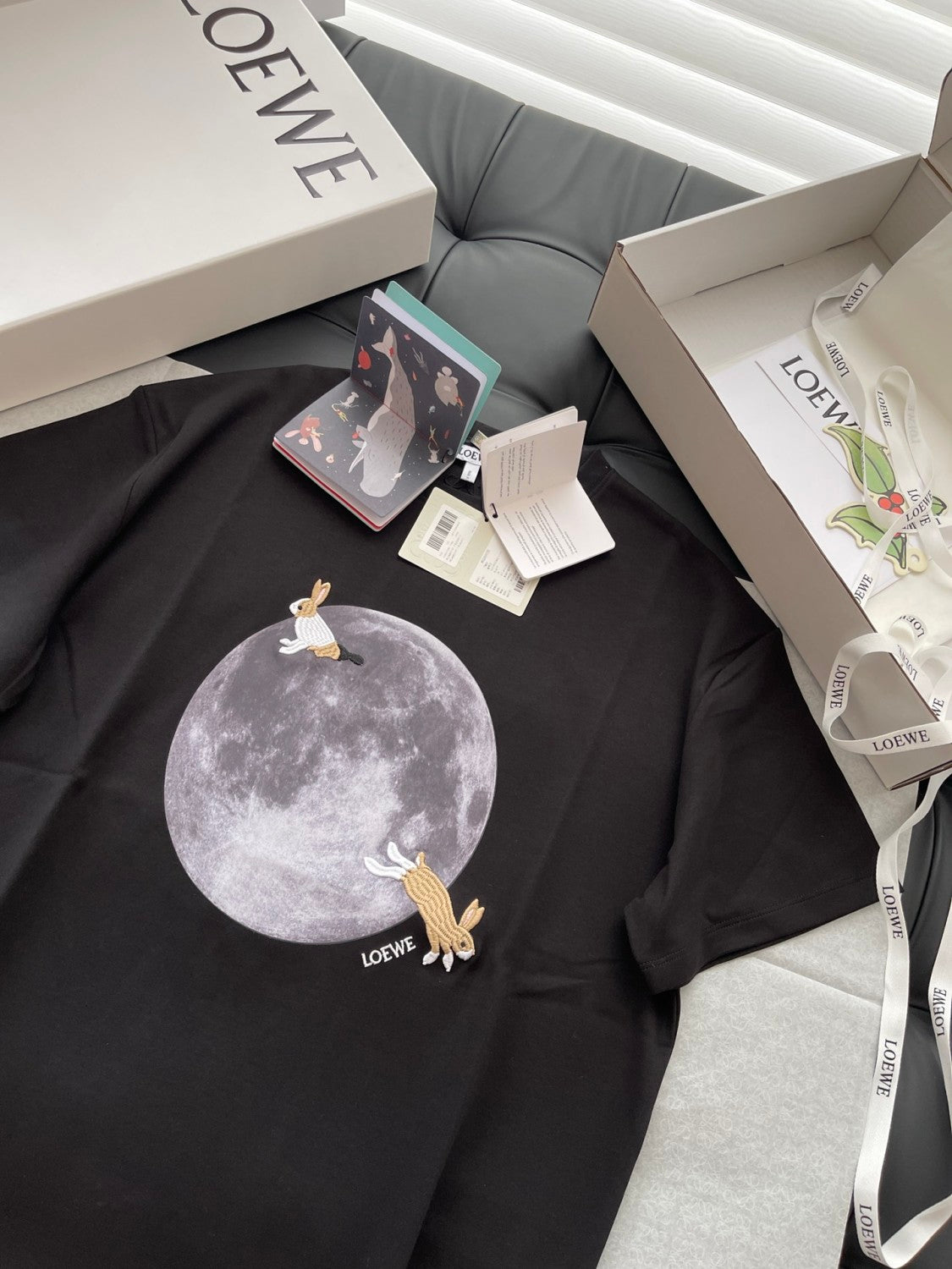 Women's Spring and Autumn Moon Print Black Long Sleeve T-shirt #74646