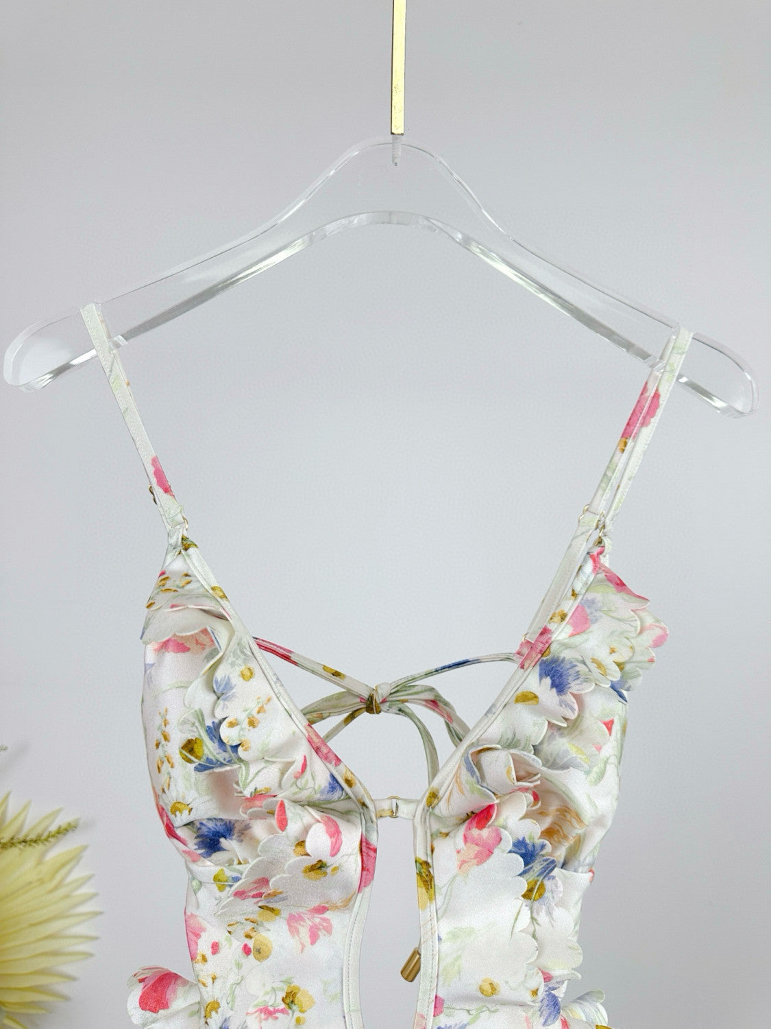 Women's Summer Floral Printed Ruffle Backless One-piece Swimsuit #76667