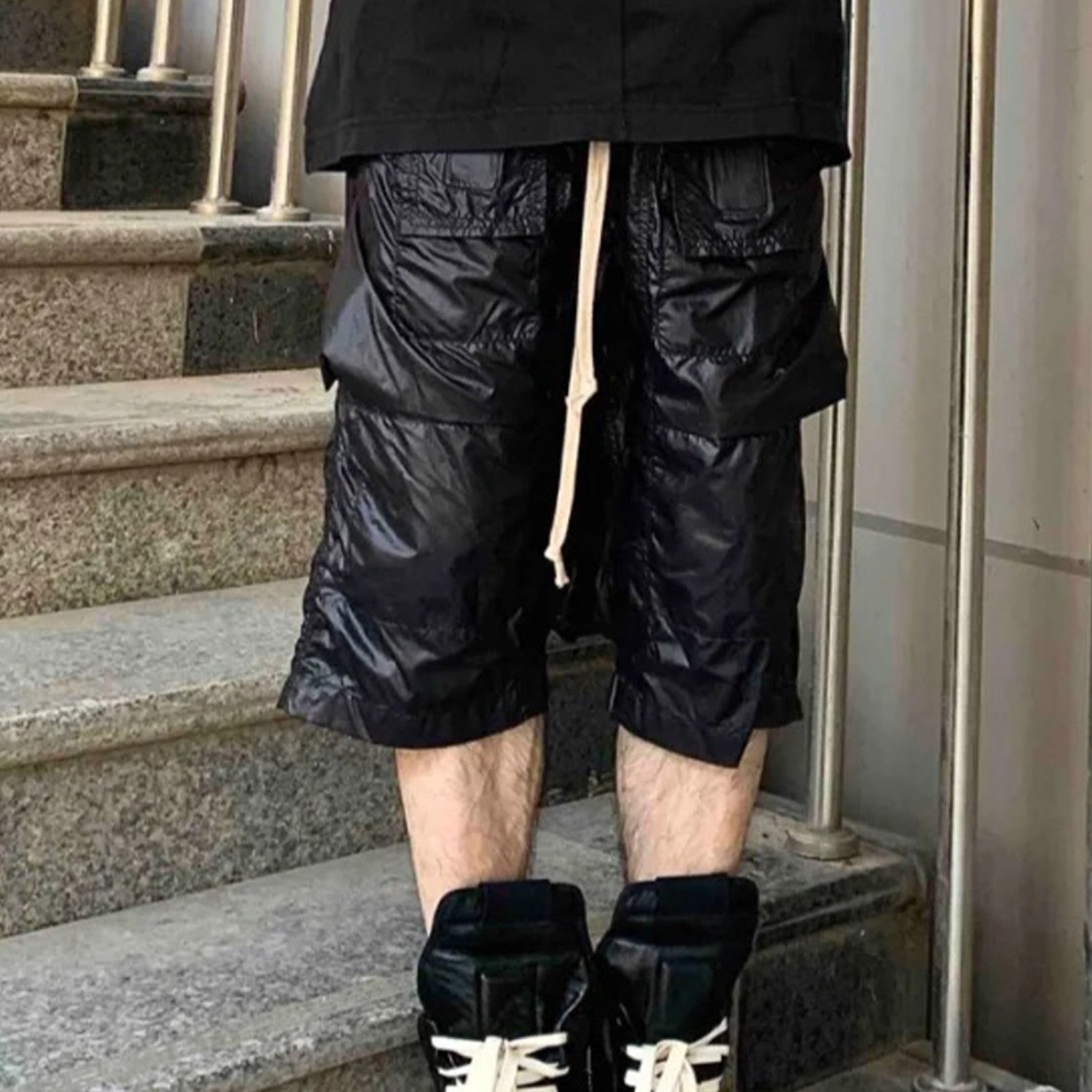 DRKSHDW Men's Spring/summer Retro High Street Thin Black Shorts Workwear Drawstring Pants  Ngvp #8794