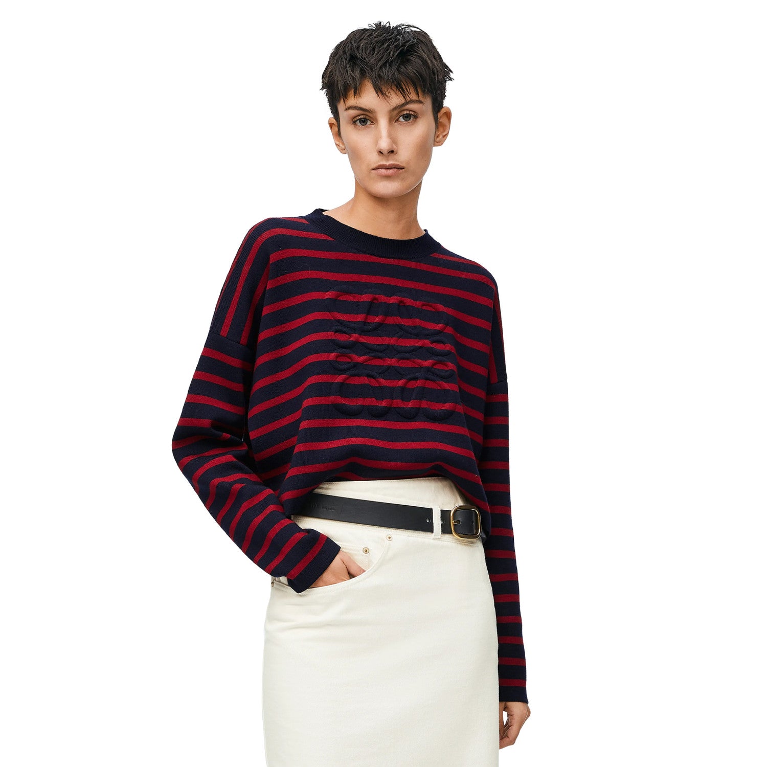 Women's Autumn and Winter Wool Anagram Sweater Striped Colorblocking Knitted Fashion Classic Logo Hundred Casual Knit Sweater Pullover Sweater #71576
