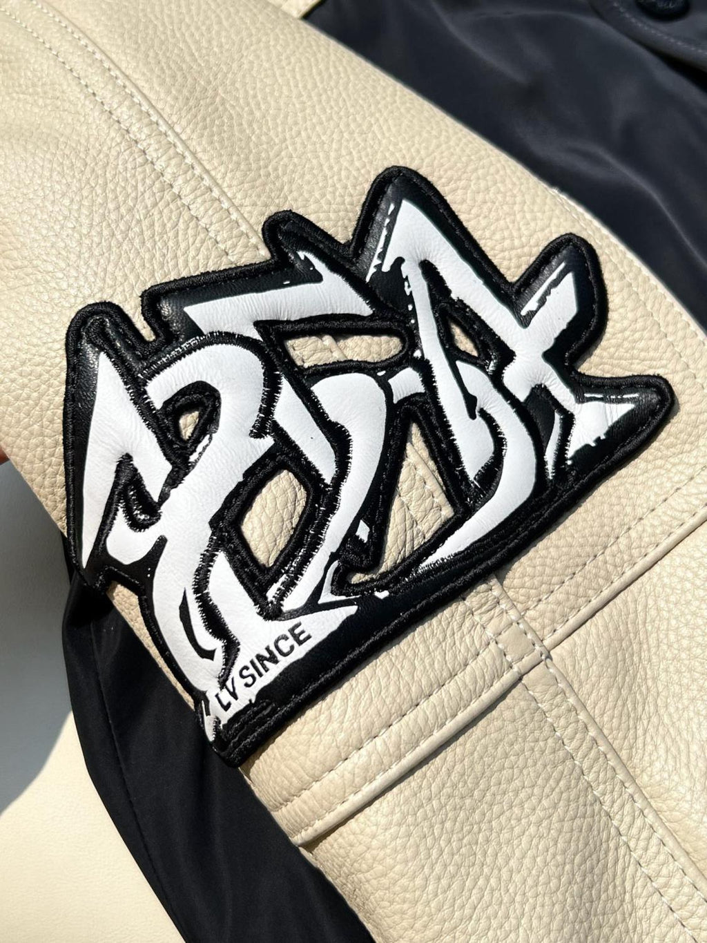 Men's Autumn Single Breasted Leather And Nylon Blouson Jacket #72784