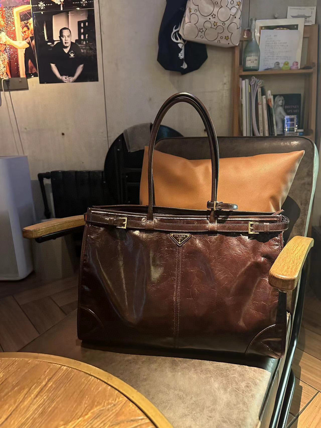 (42CM) LusGolf Oiled Leather 1BA439 Extra Large Portable Crossbody Bags Shoulder Bag Handbag #194092